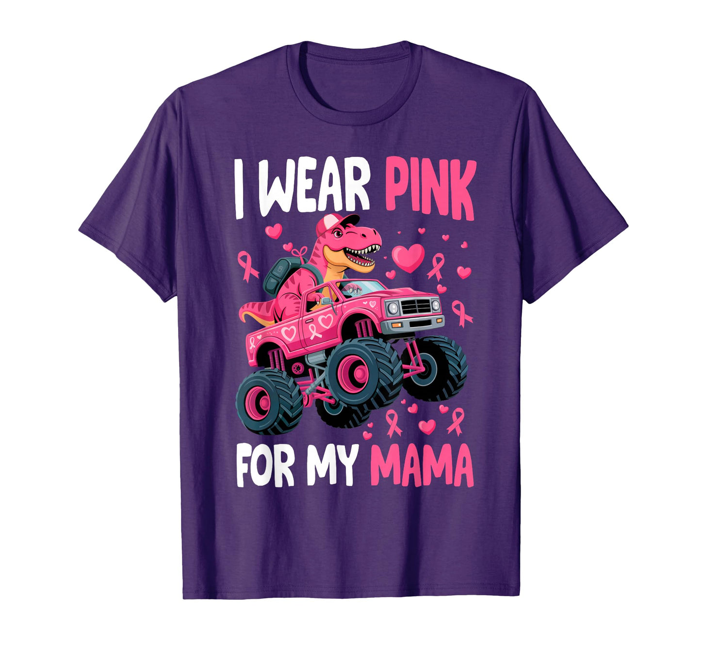 I Wear Pink for My Mama Breast Cancer Monster Truck Boy Kids T-Shirt