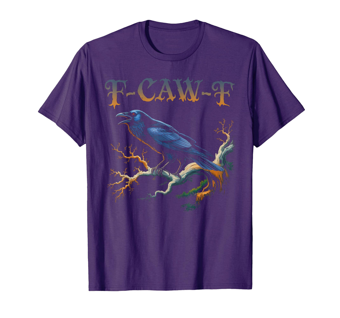 Black Crow, F-Caw-F Funny Black Bird Moon Gothic Adult Humor T-Shirt