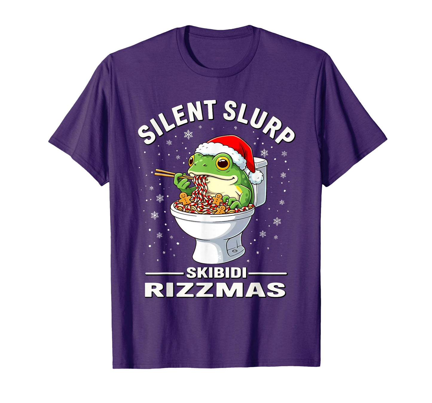 Silent Slurp – Skibidi Rizzmas Funny Christmas Meme T-Shirt