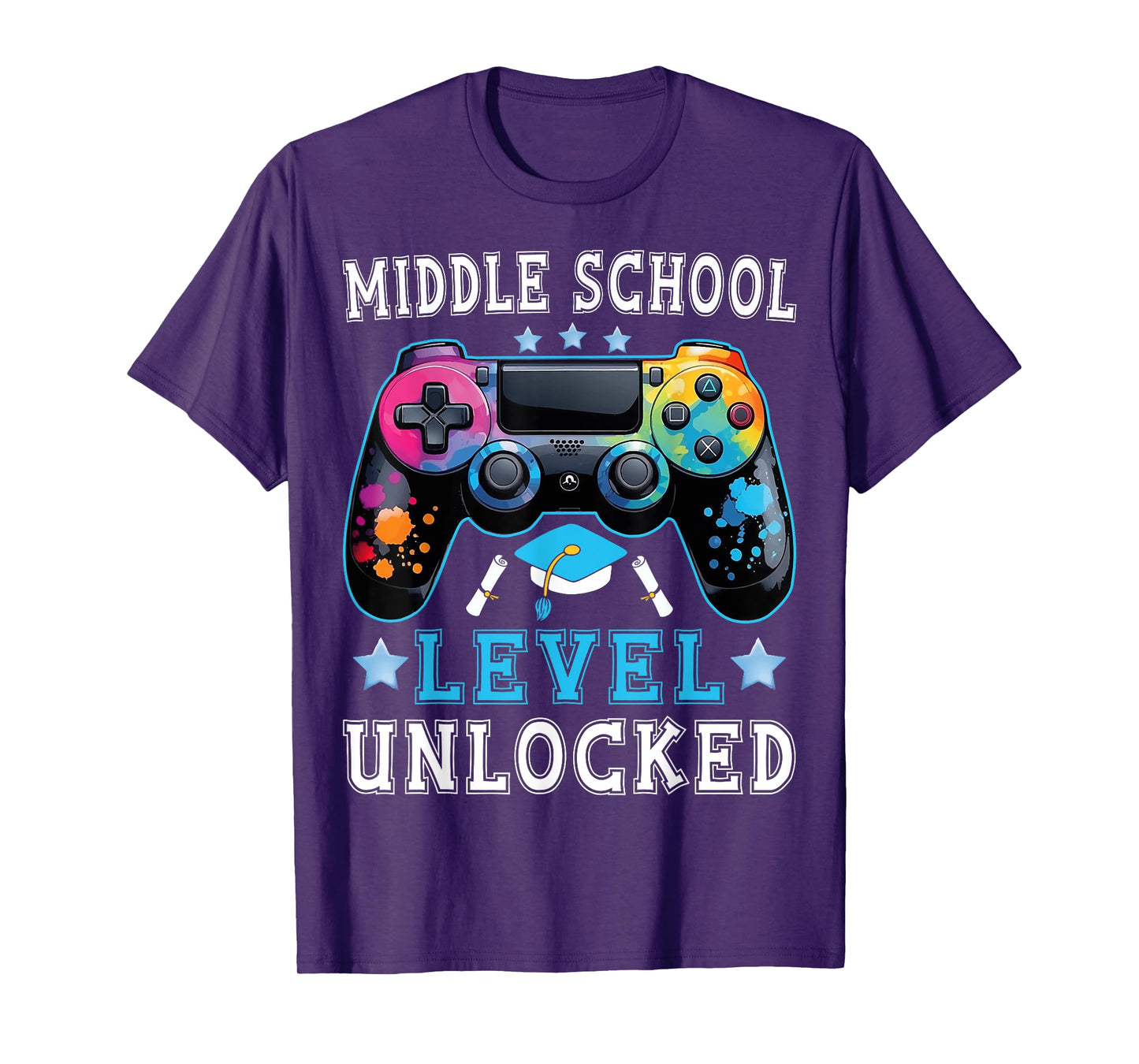 Middle School Level Unlocked Gamer First Day Back To School T-Shirt