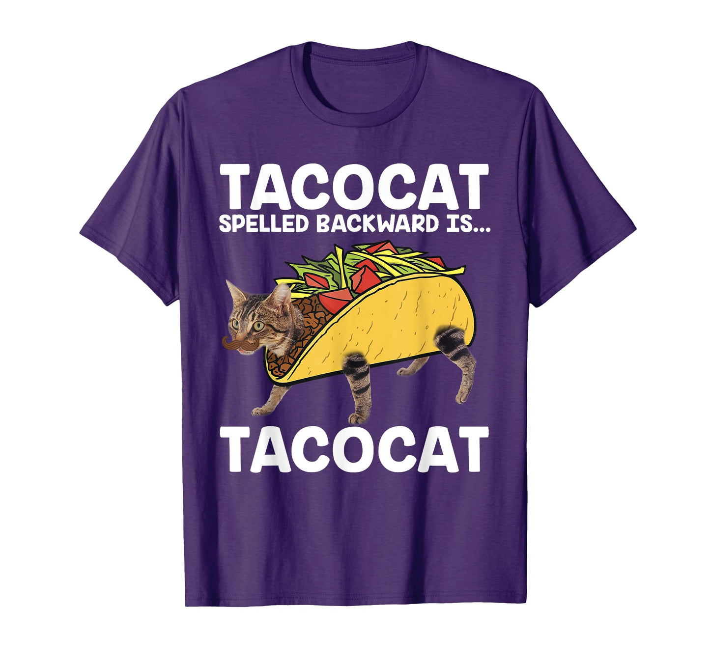 Taco & Cat T-Shirt - Tacocat Spelled Backward Is Tacocat Men Women Kids T-Shirt