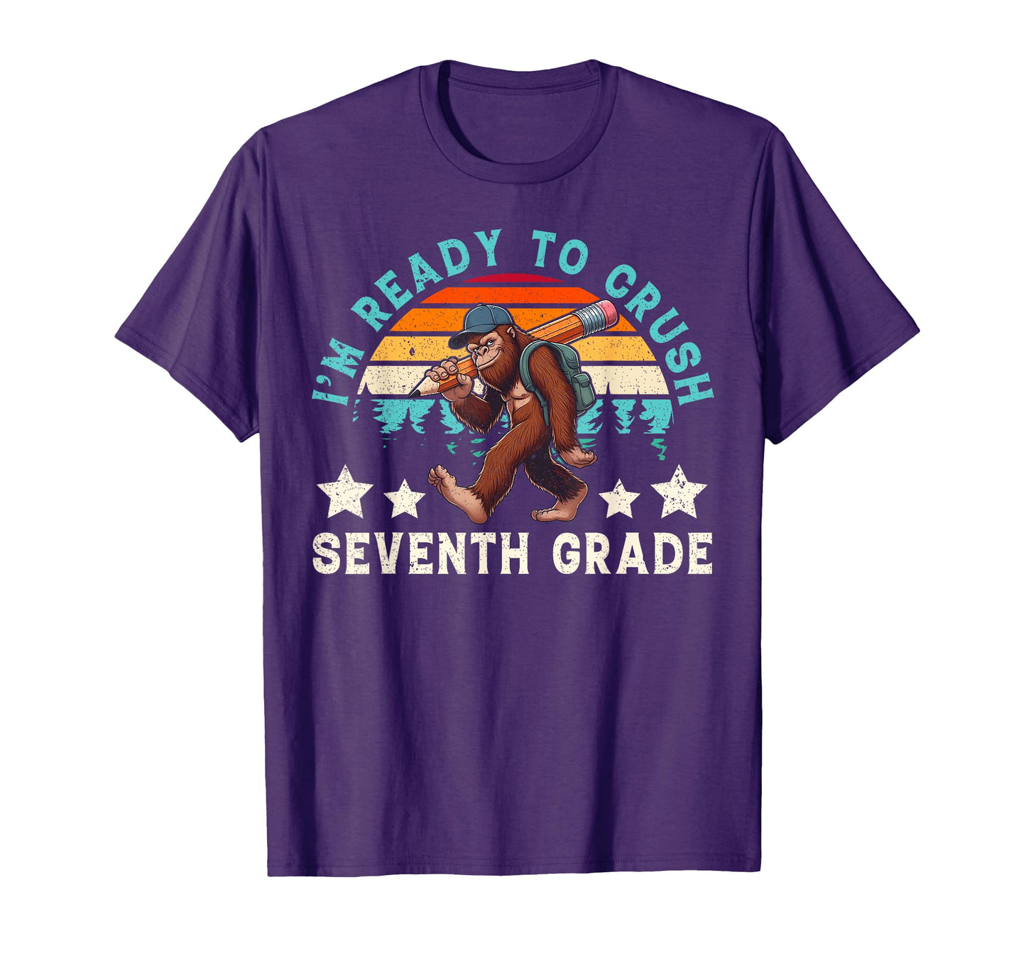 Bigfoot Sasquatch I Ready Crush 7th Grade Back To School T-Shirt