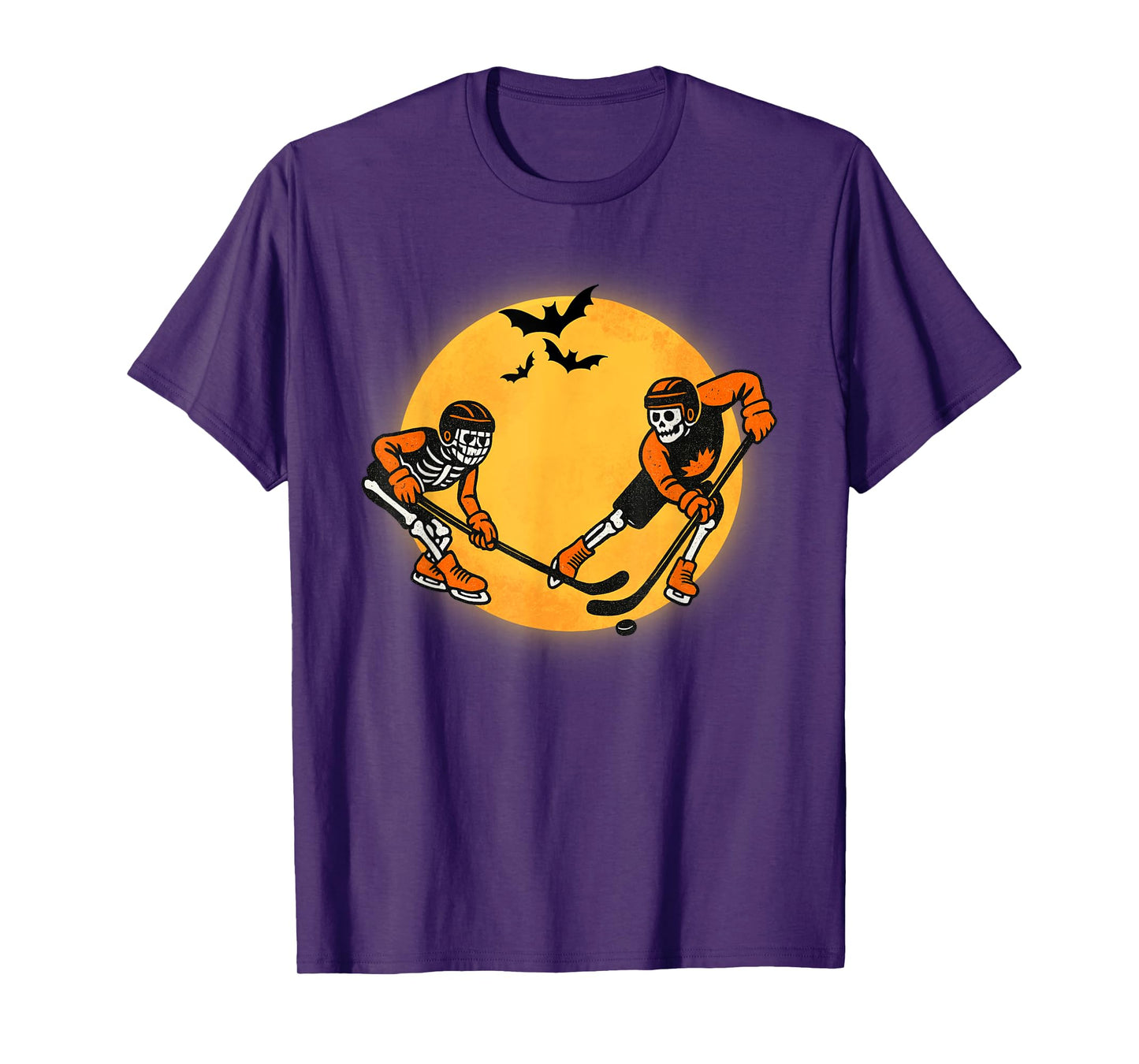 Vintage Halloween Skeleton Ice Hockey Funny Spooky Costume T-Shirt