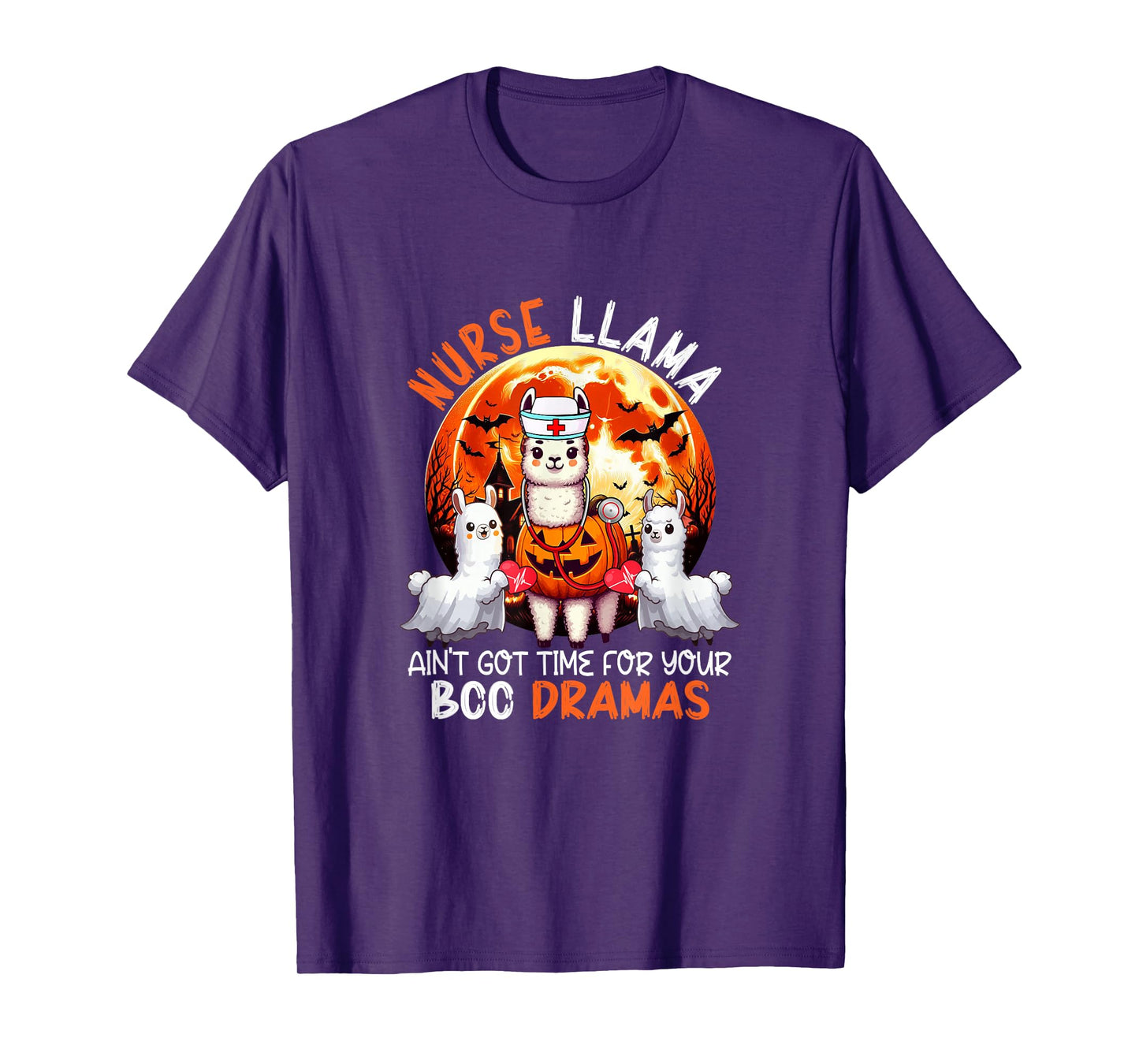Nurse Llama Funny Sarcastic Boo Dramas Halloween Job Team T-Shirt
