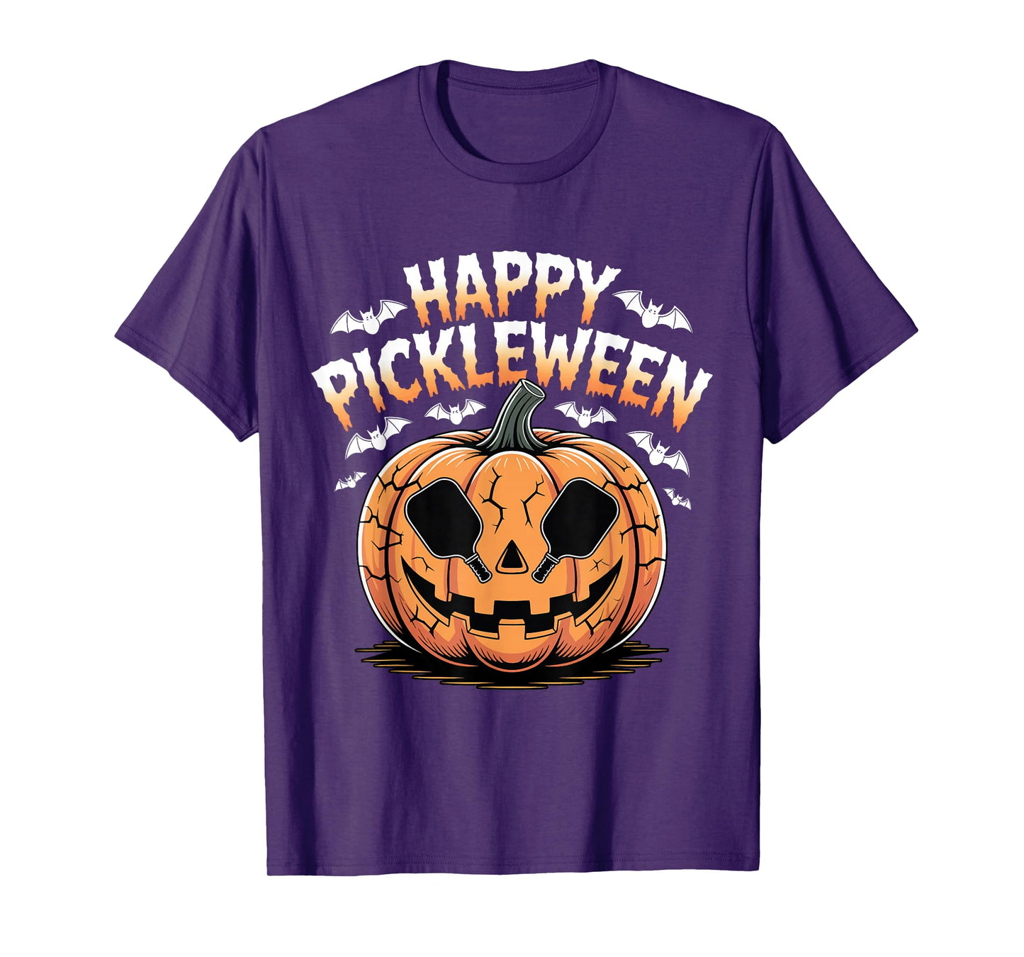Happy Pickleween Funny Halloween Playing Pickleball T-Shirt