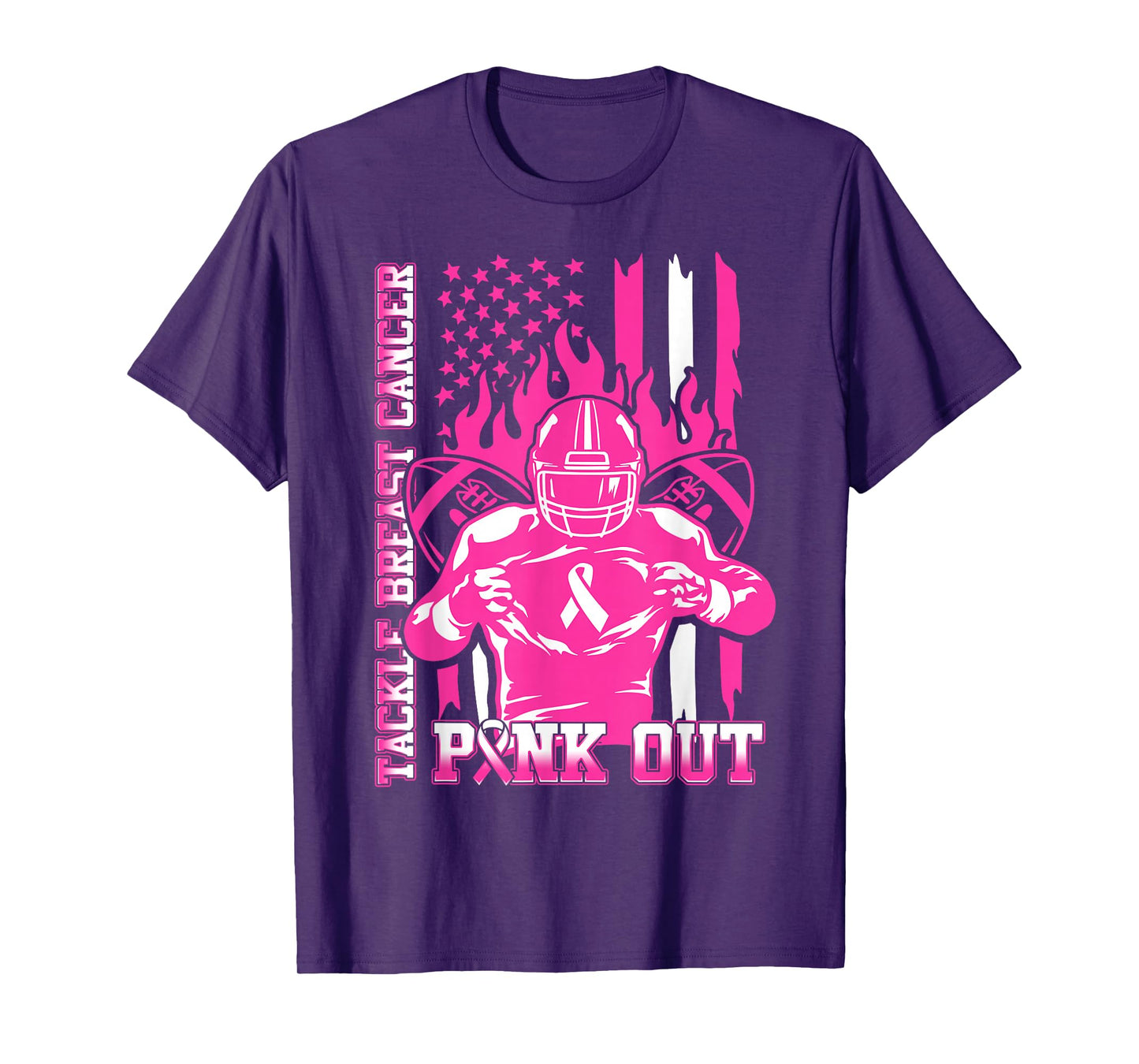 Pink Out Tackle Breast Cancer Awareness American Football T-Shirt