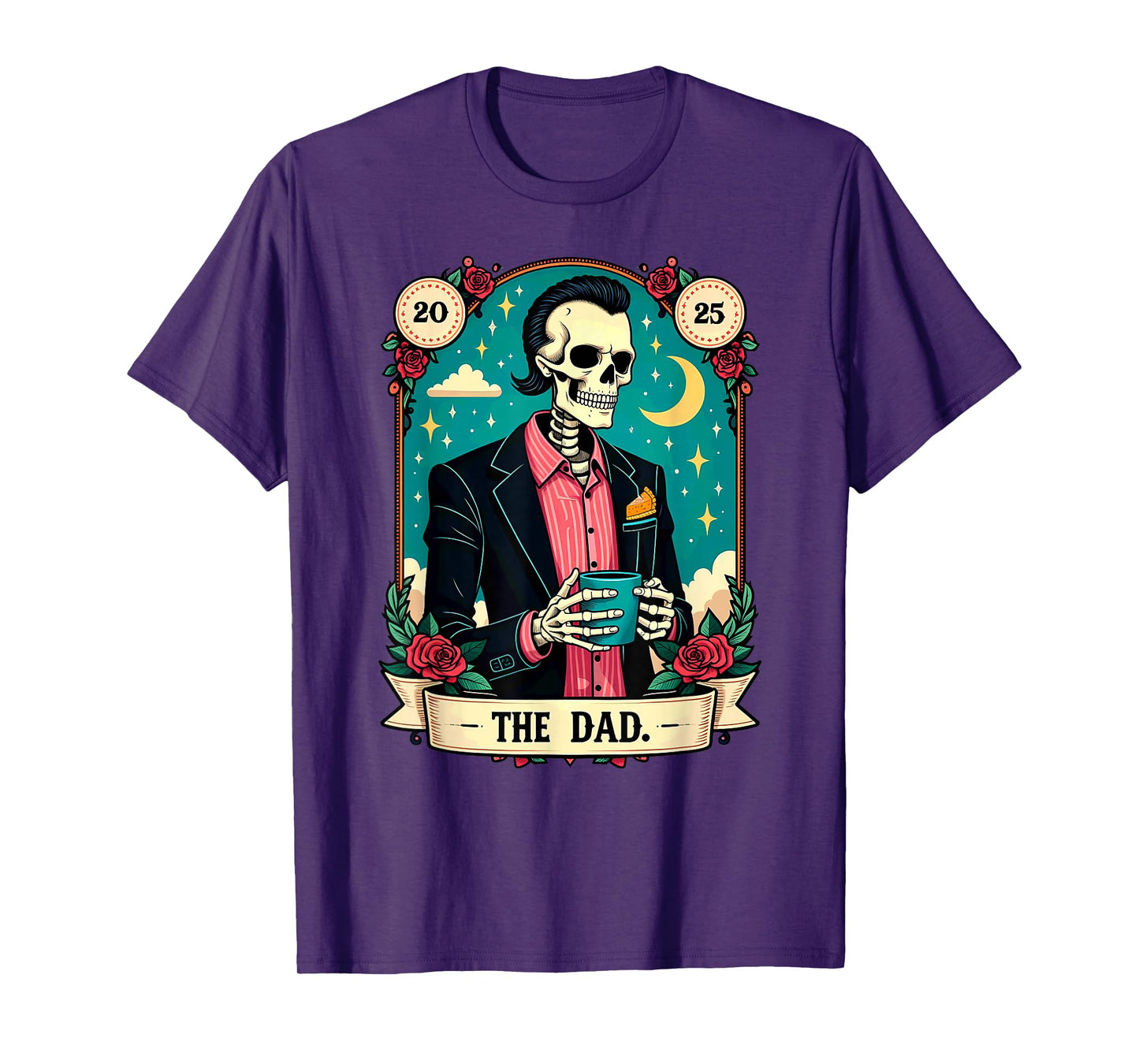 Retro Witch Dad Tarot Card Skeleton Halloween T-Shirt