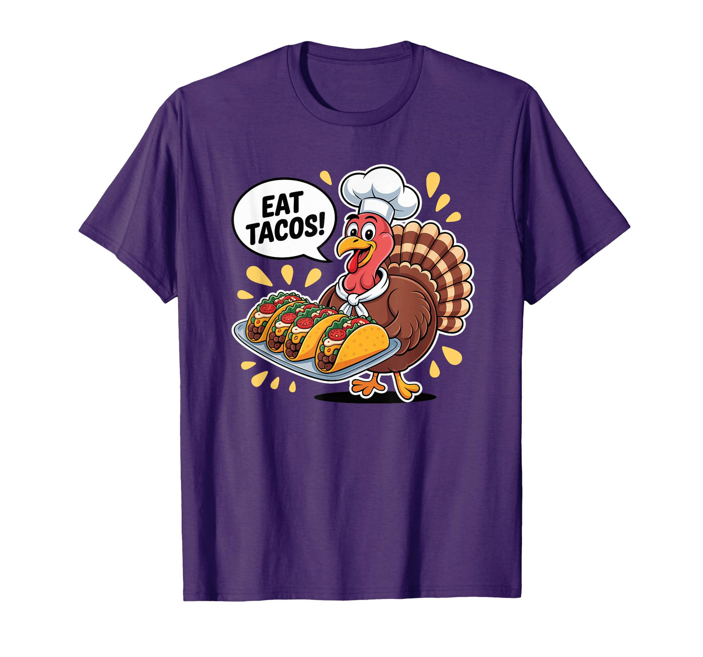 Thanksgiving Taco Humor Funny Turkey Chef Eats Tacos T-Shirt