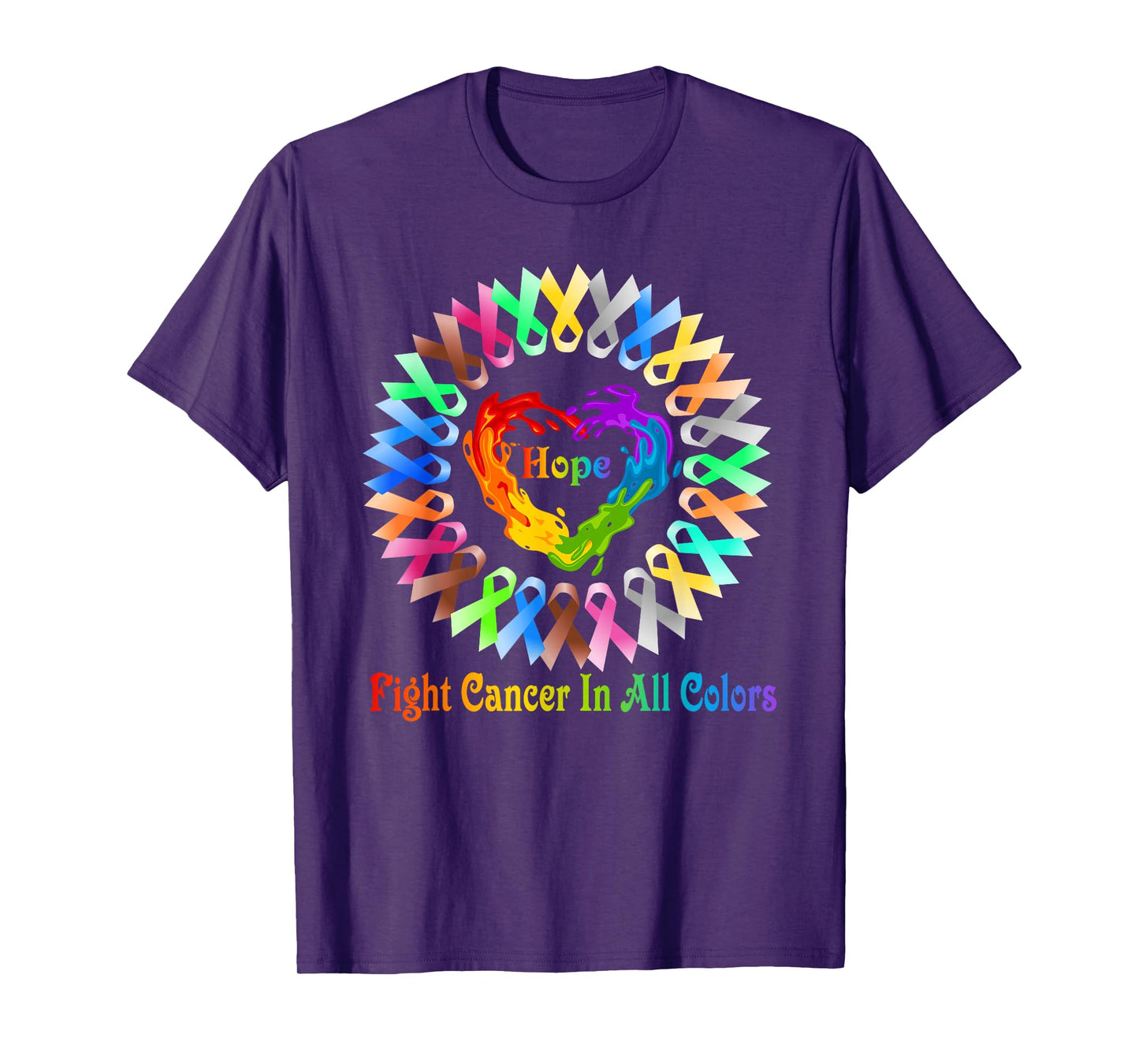 Fight Cancer In All Color Feather Breast Cancer Awareness T-Shirt