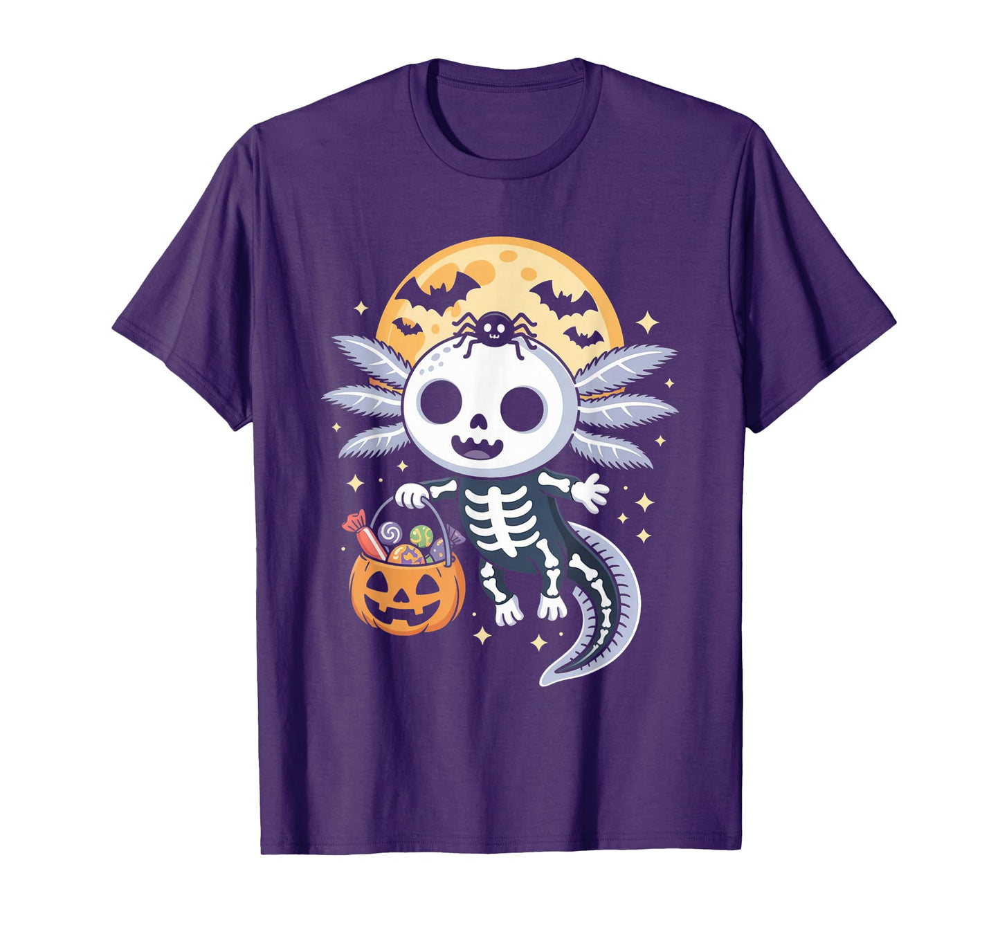 Funny Axolotl Skeleton Halloween Costume Spooky Boys Girls T-Shirt