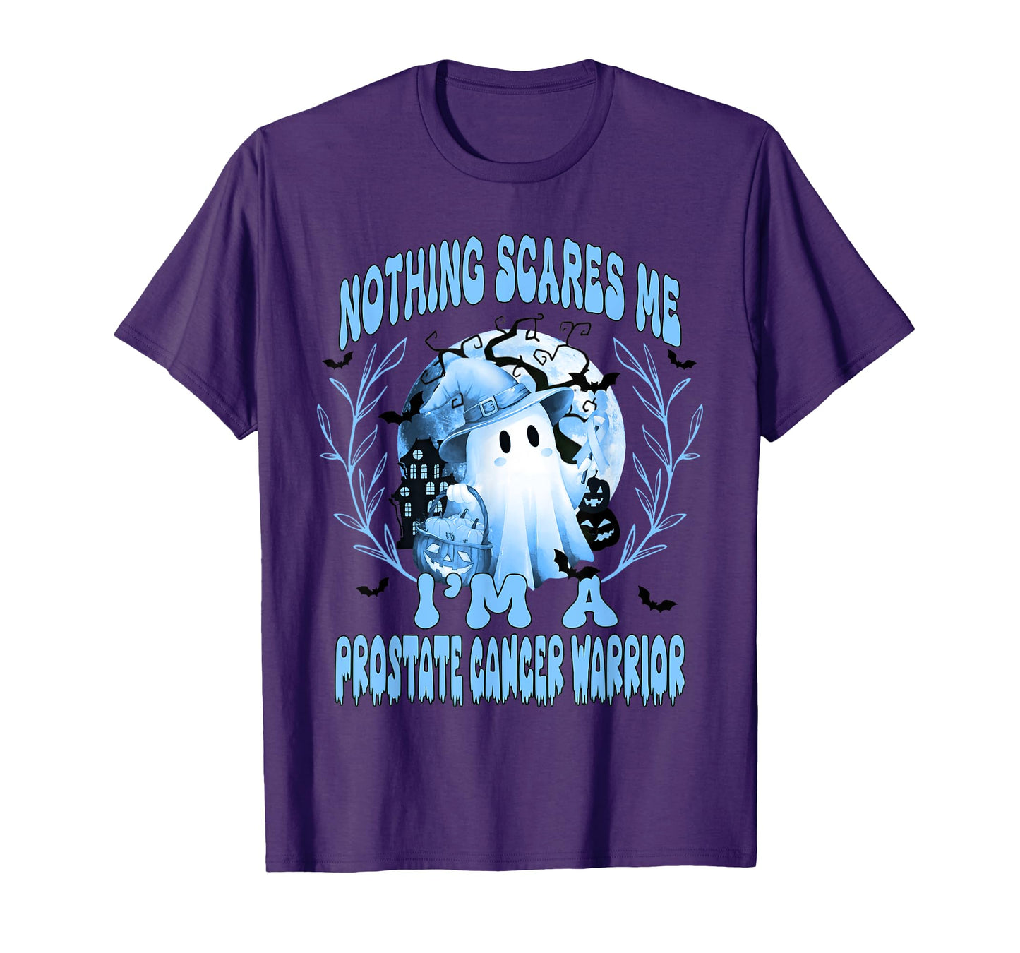 Halloween Prostate Cancer Nothing Scares Me Boo Blue Ribbon T-Shirt