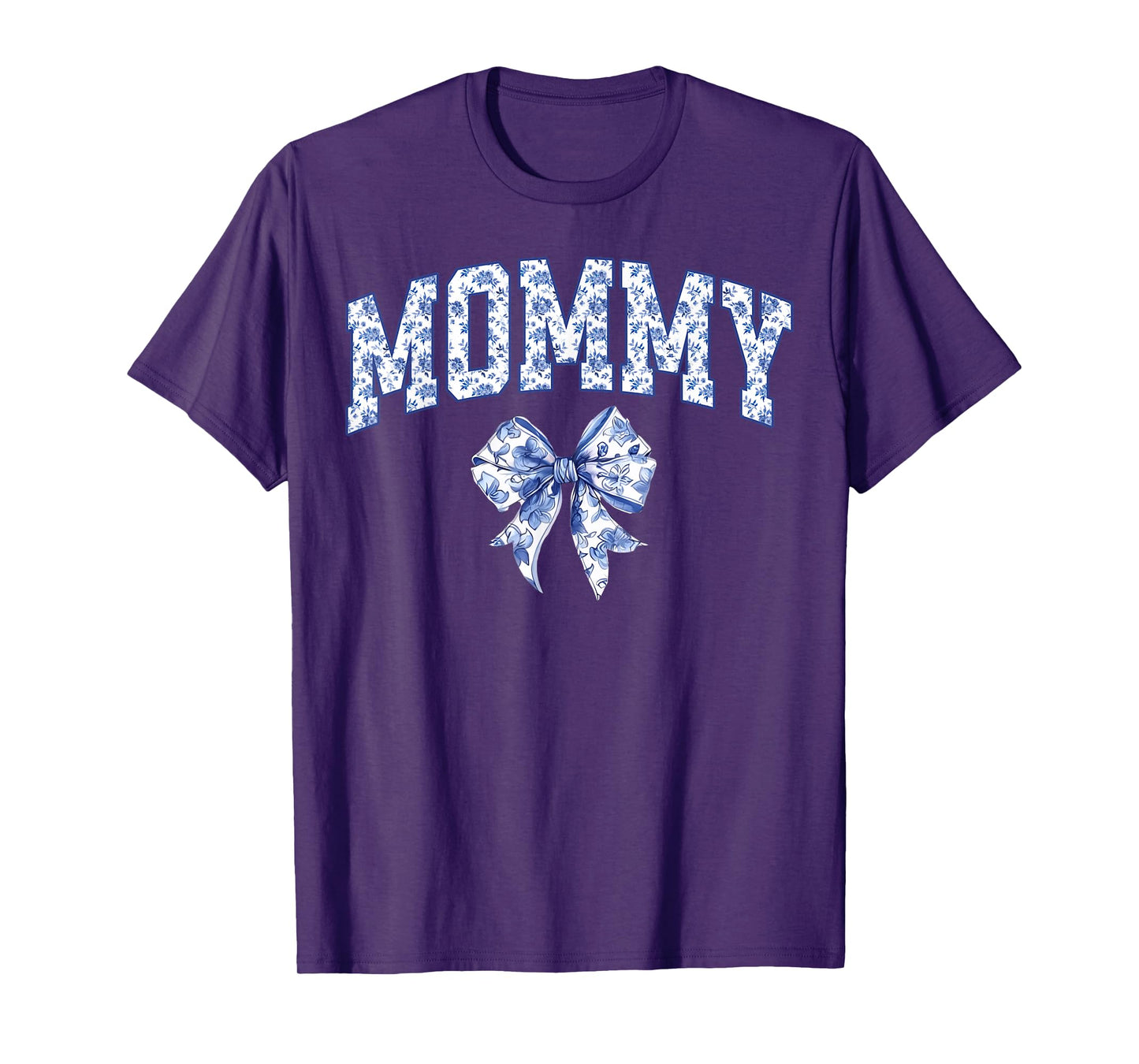 Mommy Coquette Toile Blue Bow Floral Family Matching T-Shirt