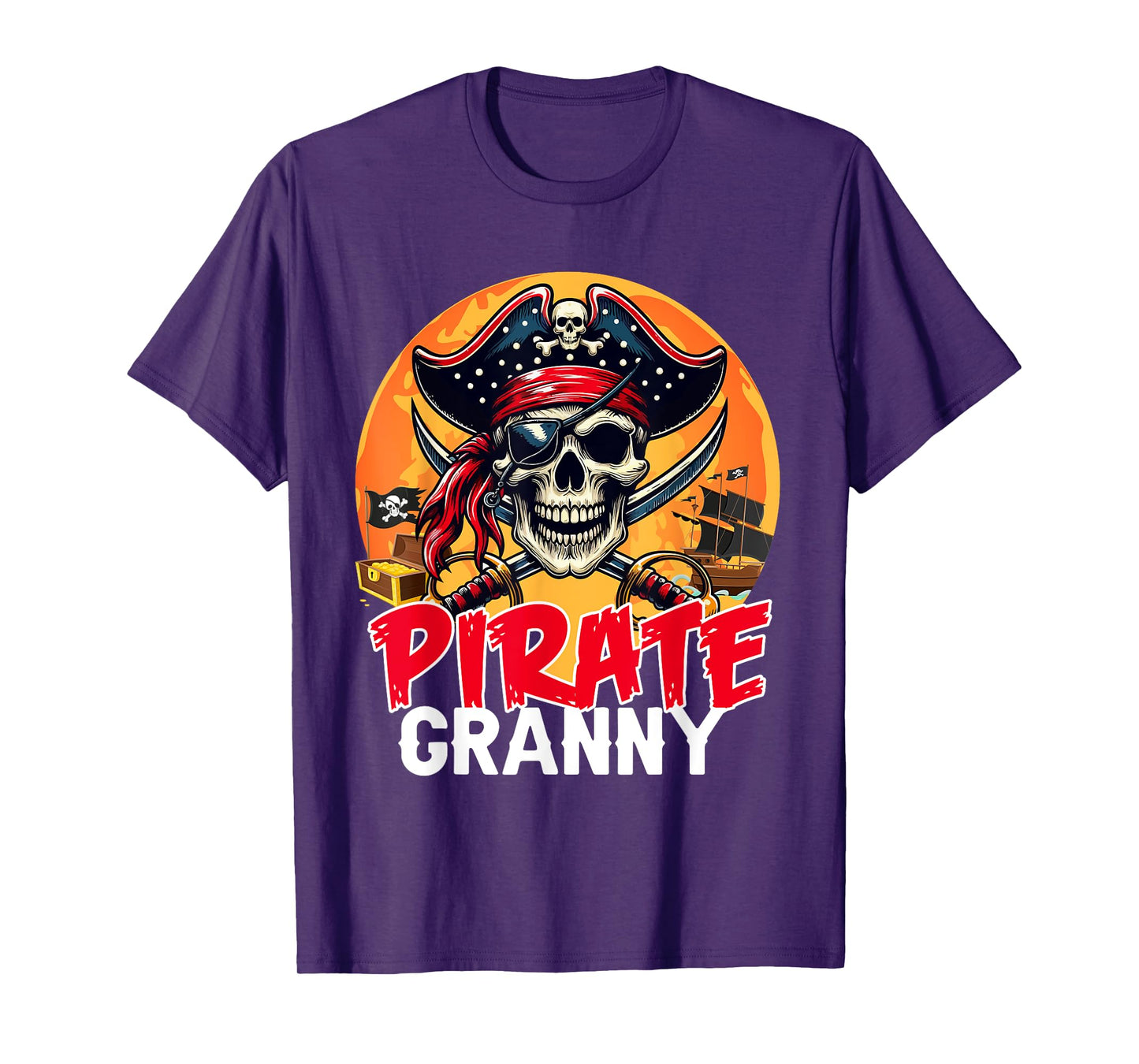 Pirate Granny Halloween Horror Pirate Skull Costume Family T-Shirt