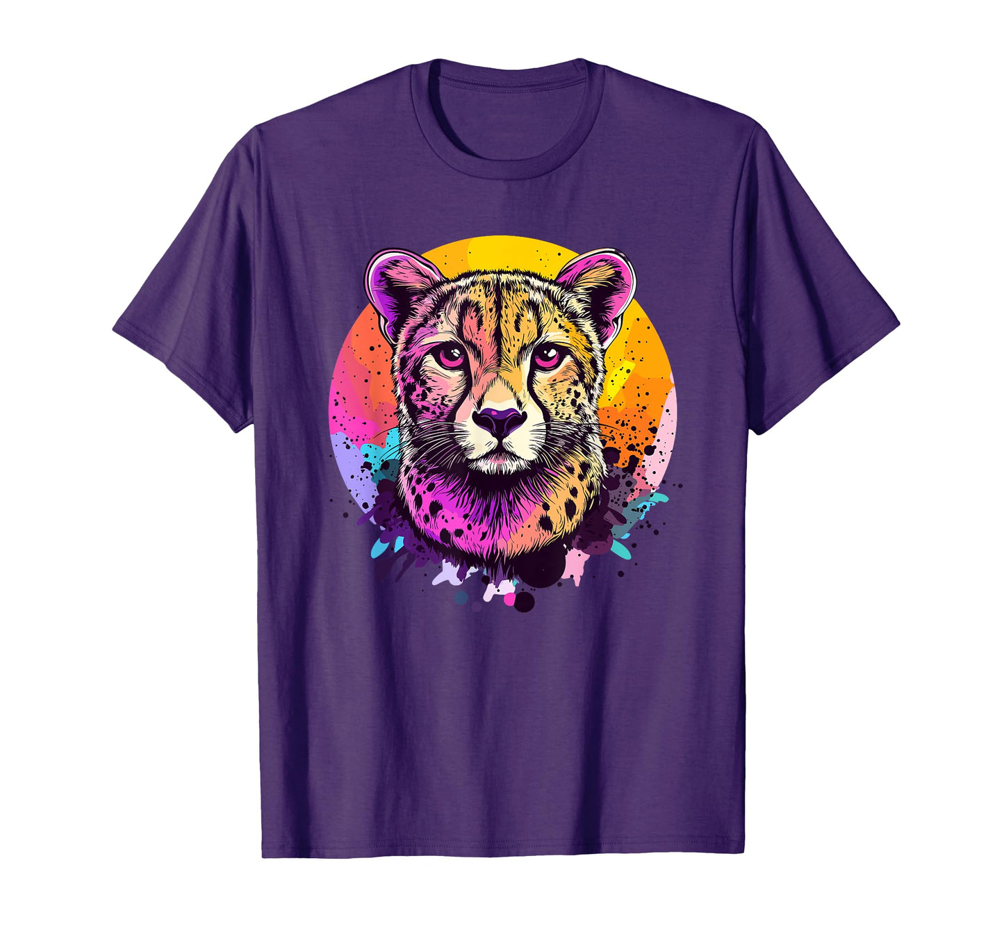 Colorful Cheetah Face in Artistic Colors T-Shirt