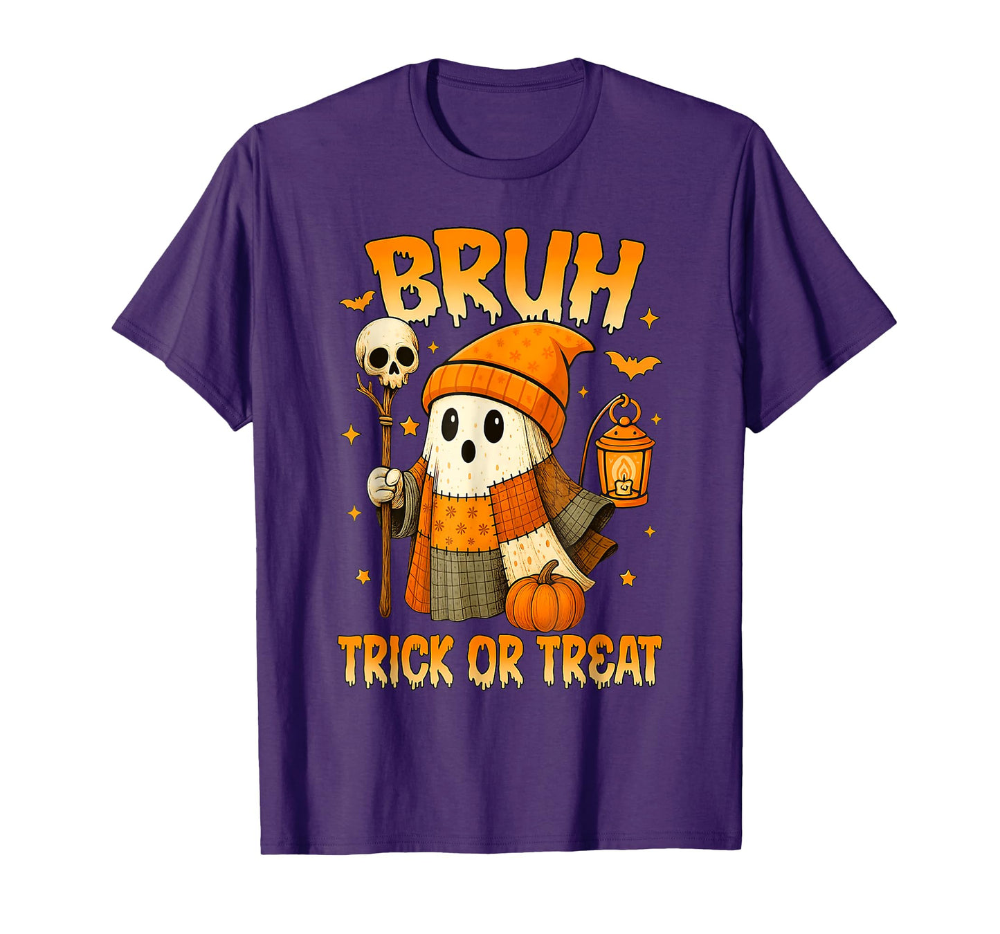 Bruh Trick or Treat Funny Cute Ghost Meme Halloween Costume T-Shirt