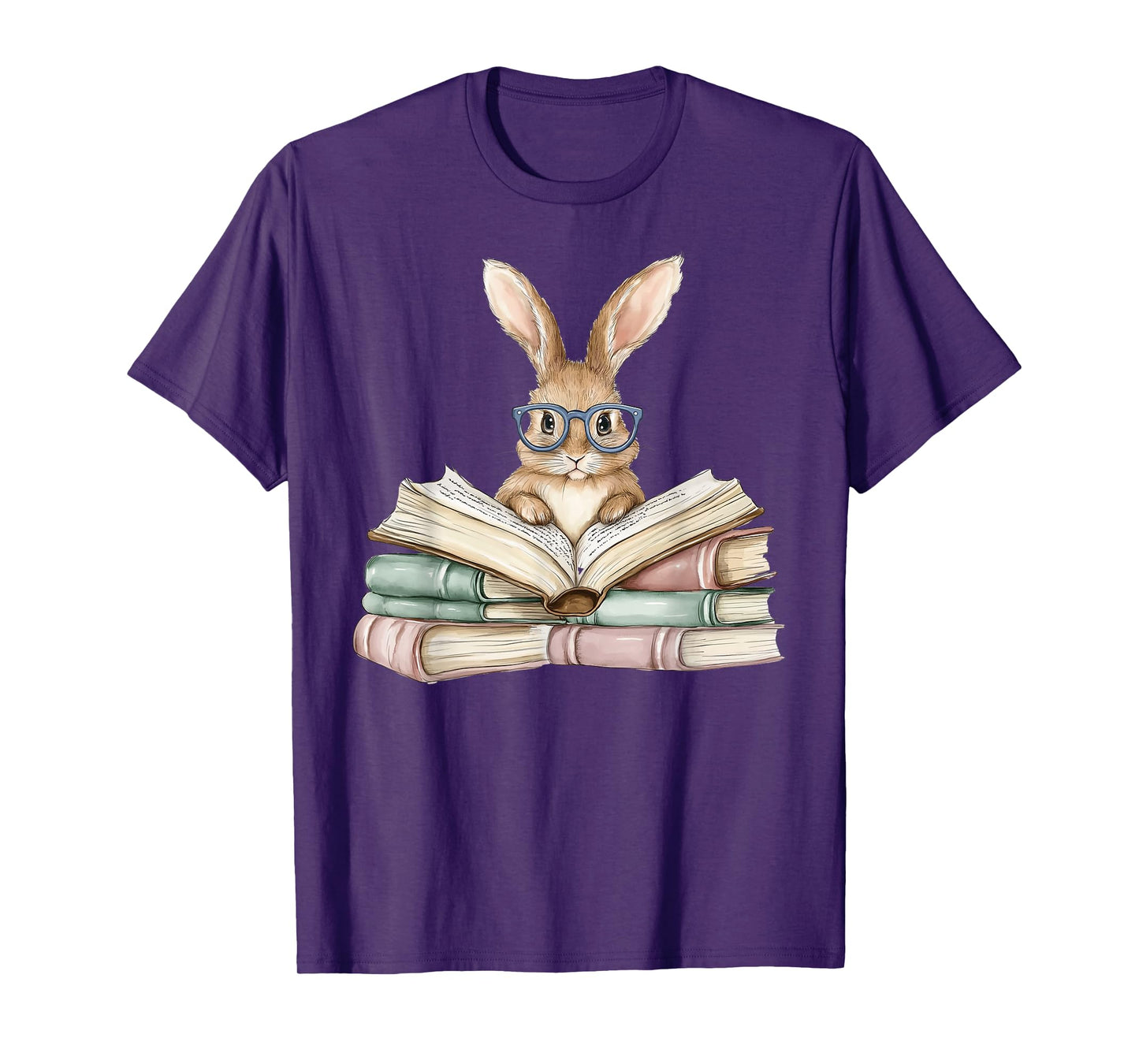 Cute Reading Bunny Glasses Books Bookworm Reader Teacher T-Shirt