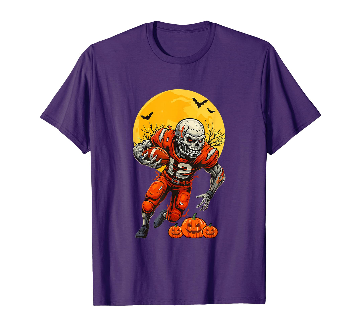 American Football Skeleton Halloween Men Boys Football Fan T-Shirt