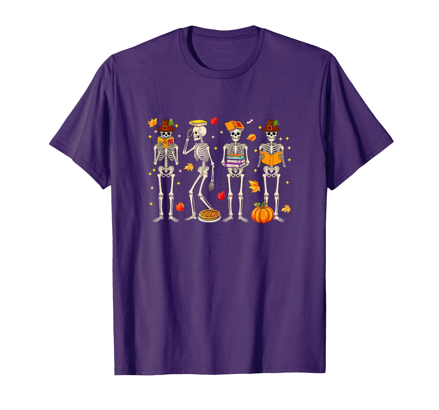 Thanksgiving Skeletons Reading Books Bookworm Librarian T-Shirt
