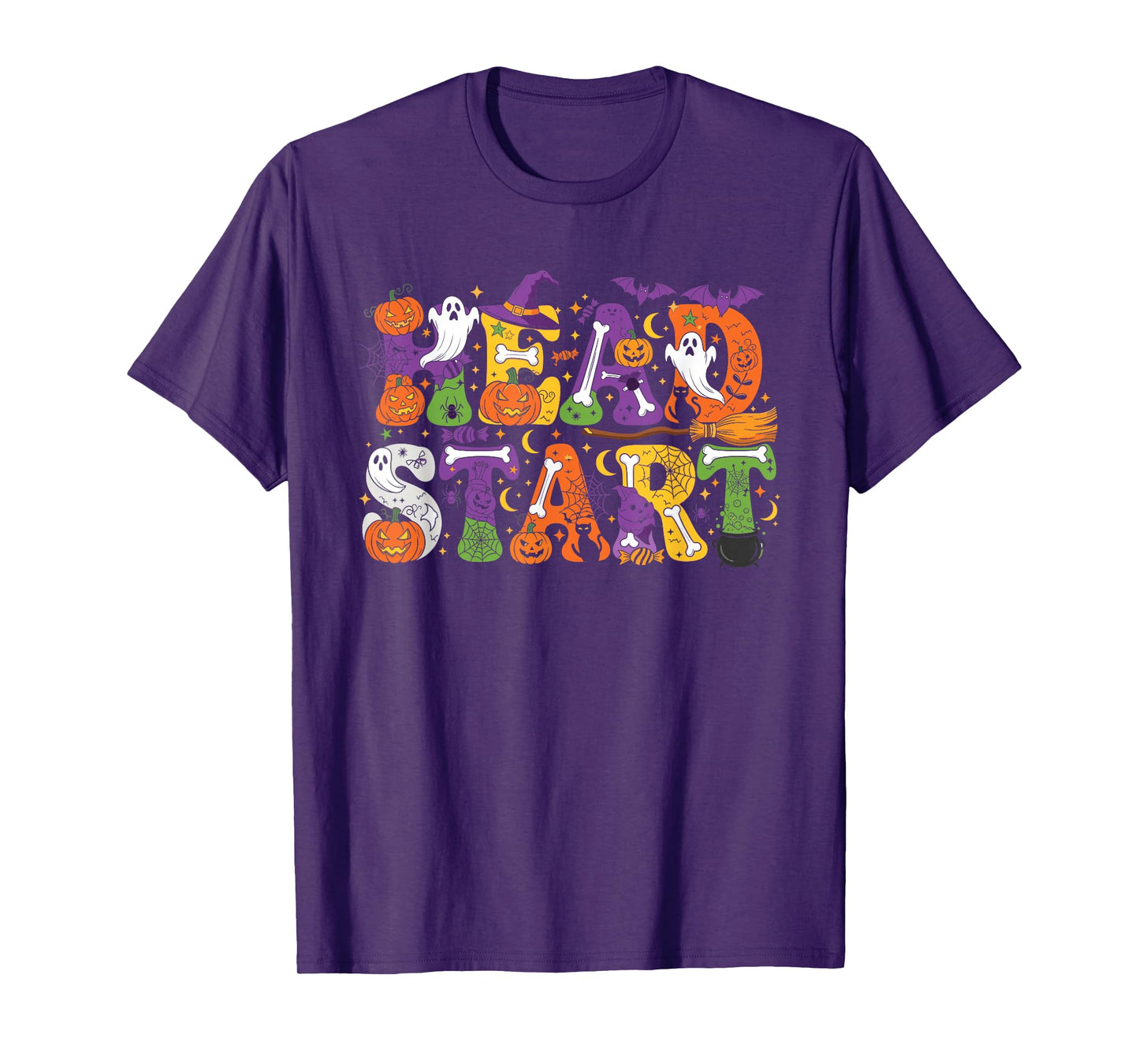 Head Start Pumpkin Ghost Skeleton Halloween Kids Mens Womens T-Shirt