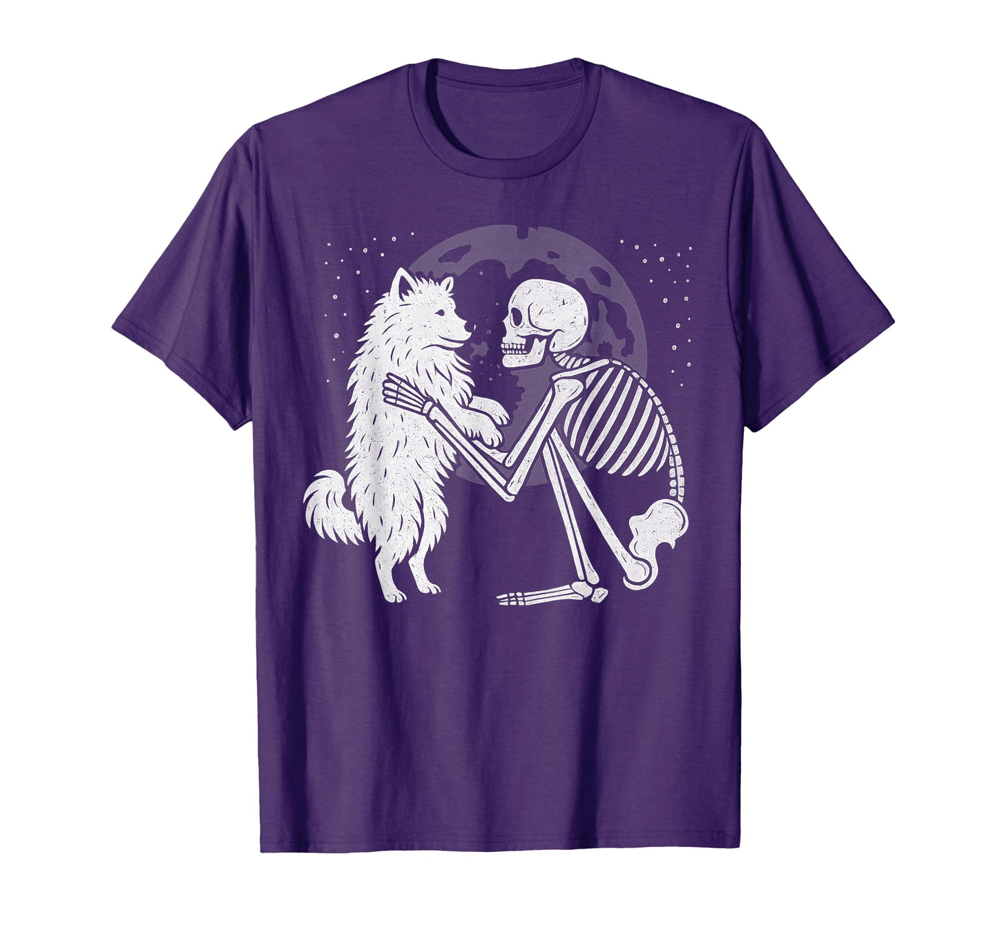 Samoyed Skeleton Moon Halloween Dog Lover T-Shirt
