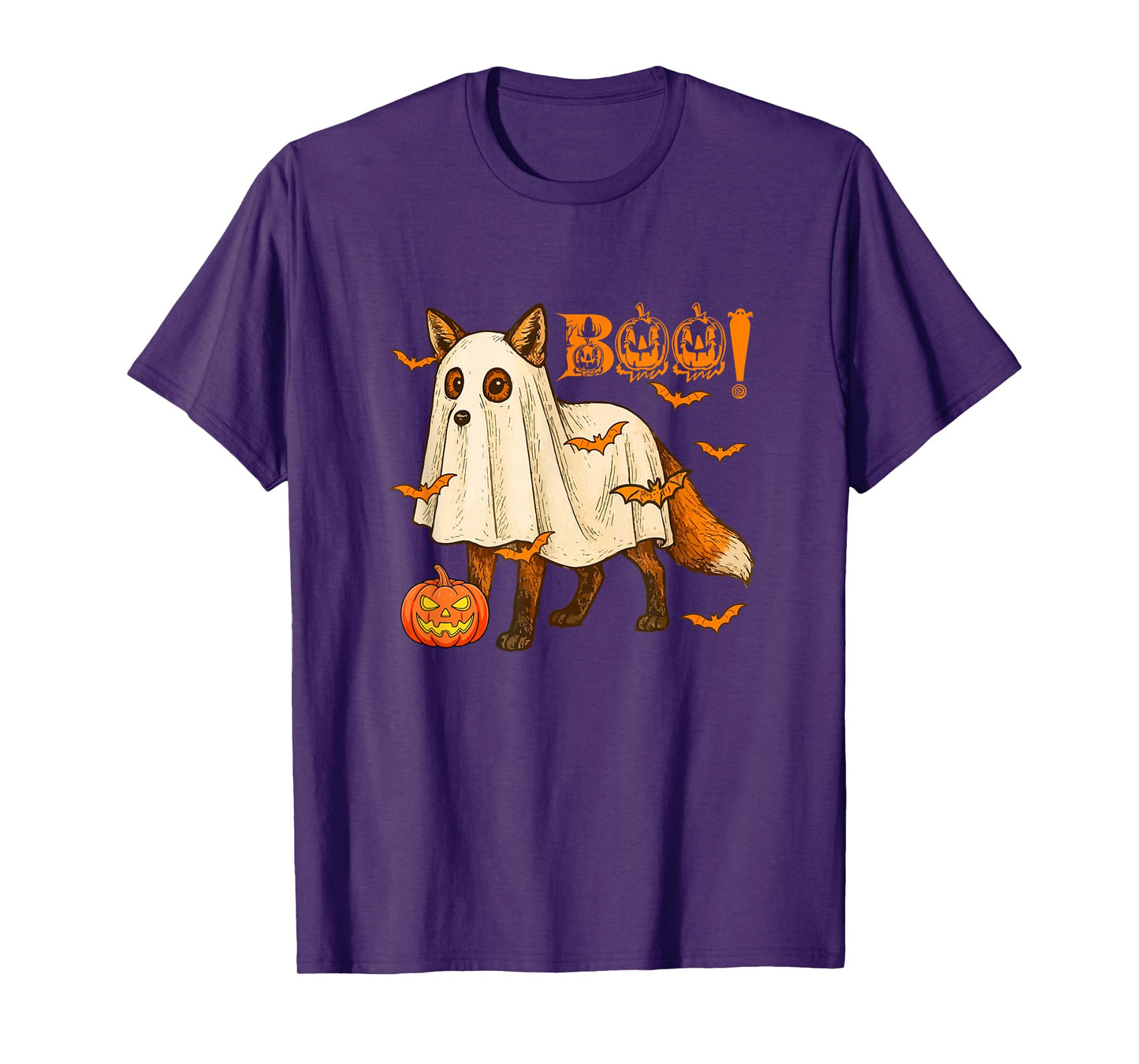 Boo Halloween Fox Cosplay Ghost Costume Animal Lover T-Shirt