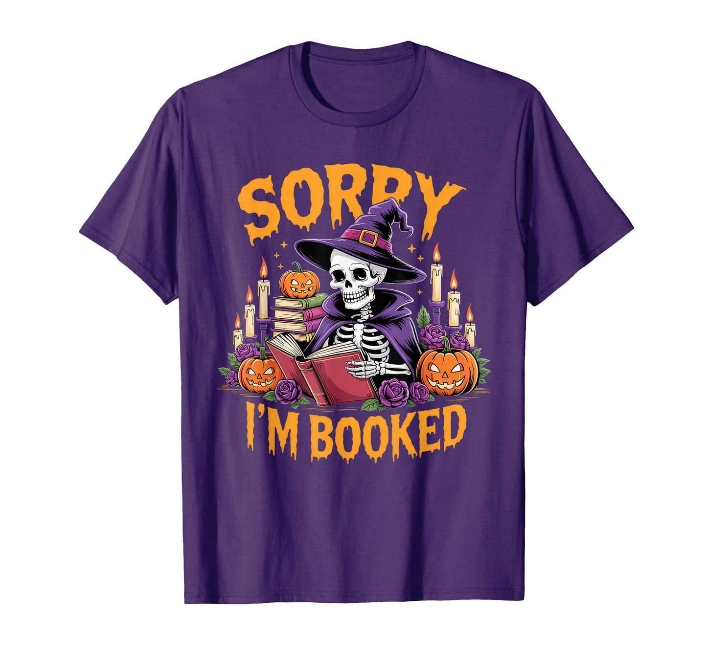 Skeleton Witch Library Reading Books Lover Halloween Vibes T-Shirt