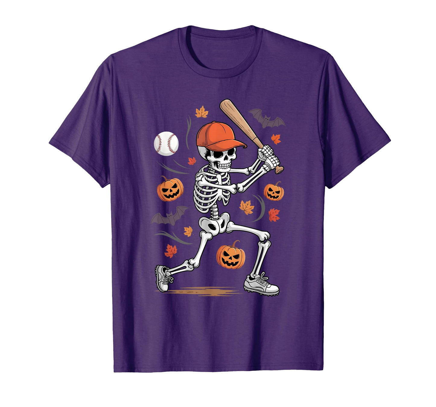 Skeleton Baseball Halloween Costume Funny Men Boys Kids Tee T-Shirt