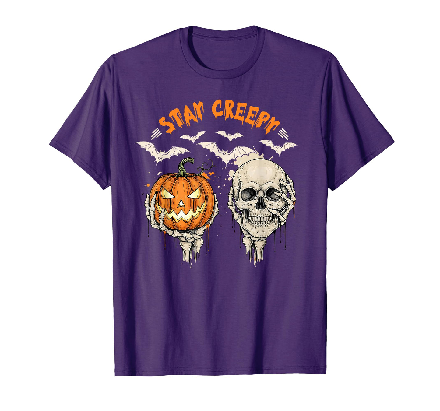Stay Creepy Dripping Heart Halloween Skeleton Hand Spooky T-Shirt