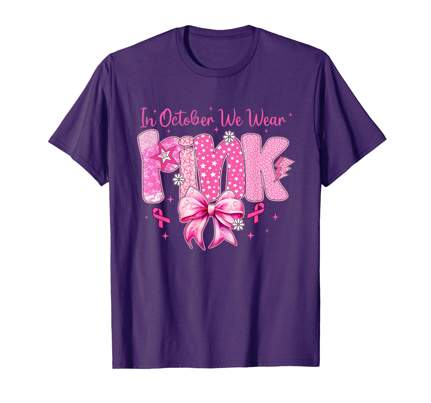 Breast Cancer Shirts Women Coquette Bow October Wear Pink T-Shirt
