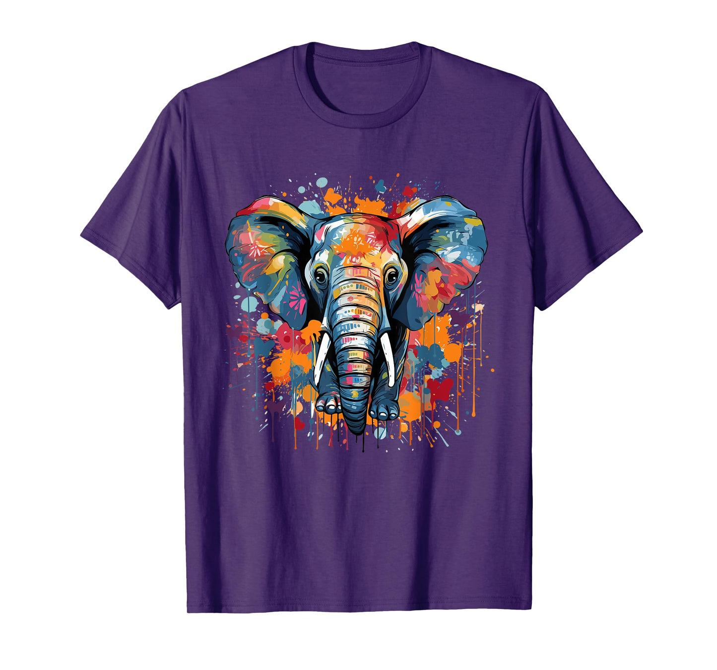 Elephant Drawing Portrait Splash Art Sketch Men Women Kids T-Shirt
