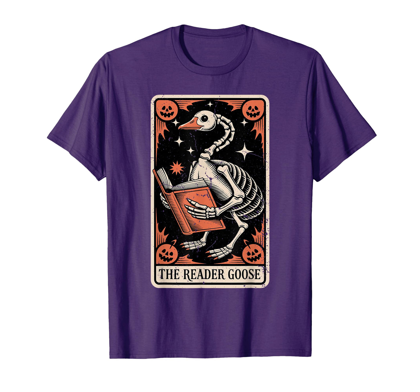 The Reader Goose Skeleton Vintage Tarot Halloween Design T-Shirt