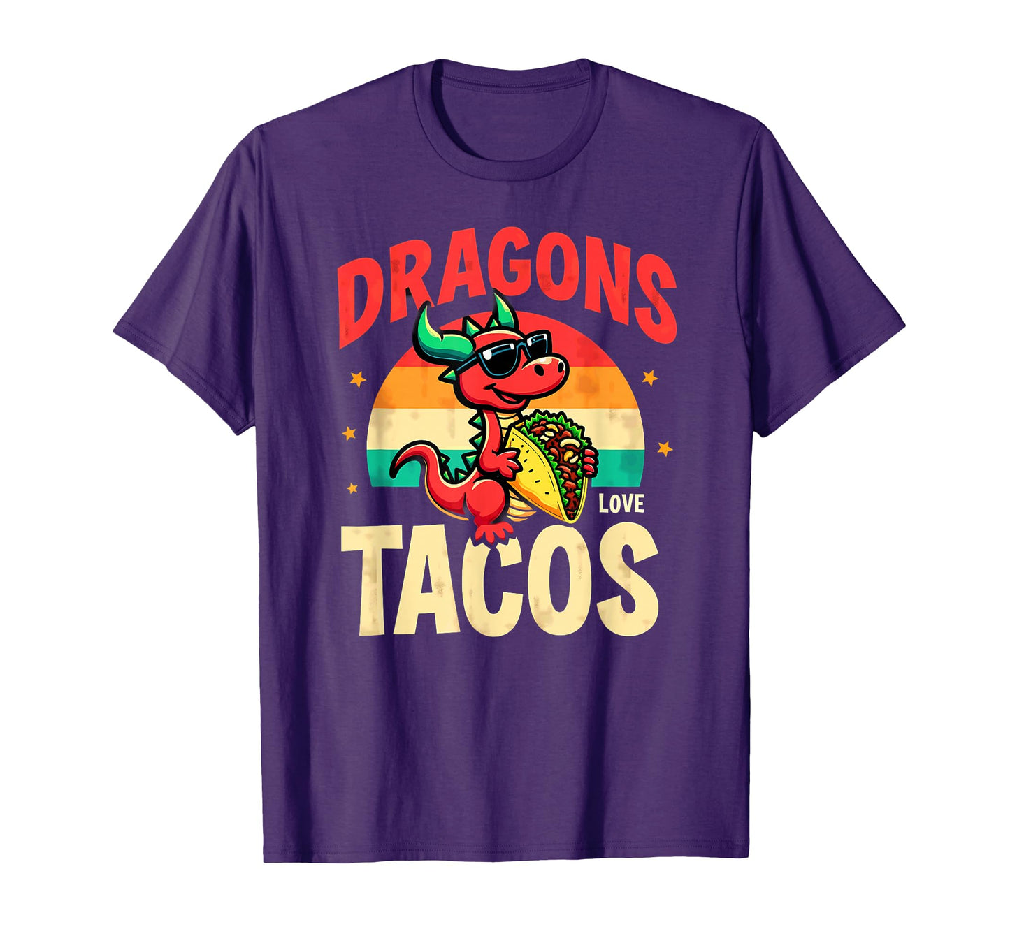 Retro Dragons Love Tacos T-Shirt