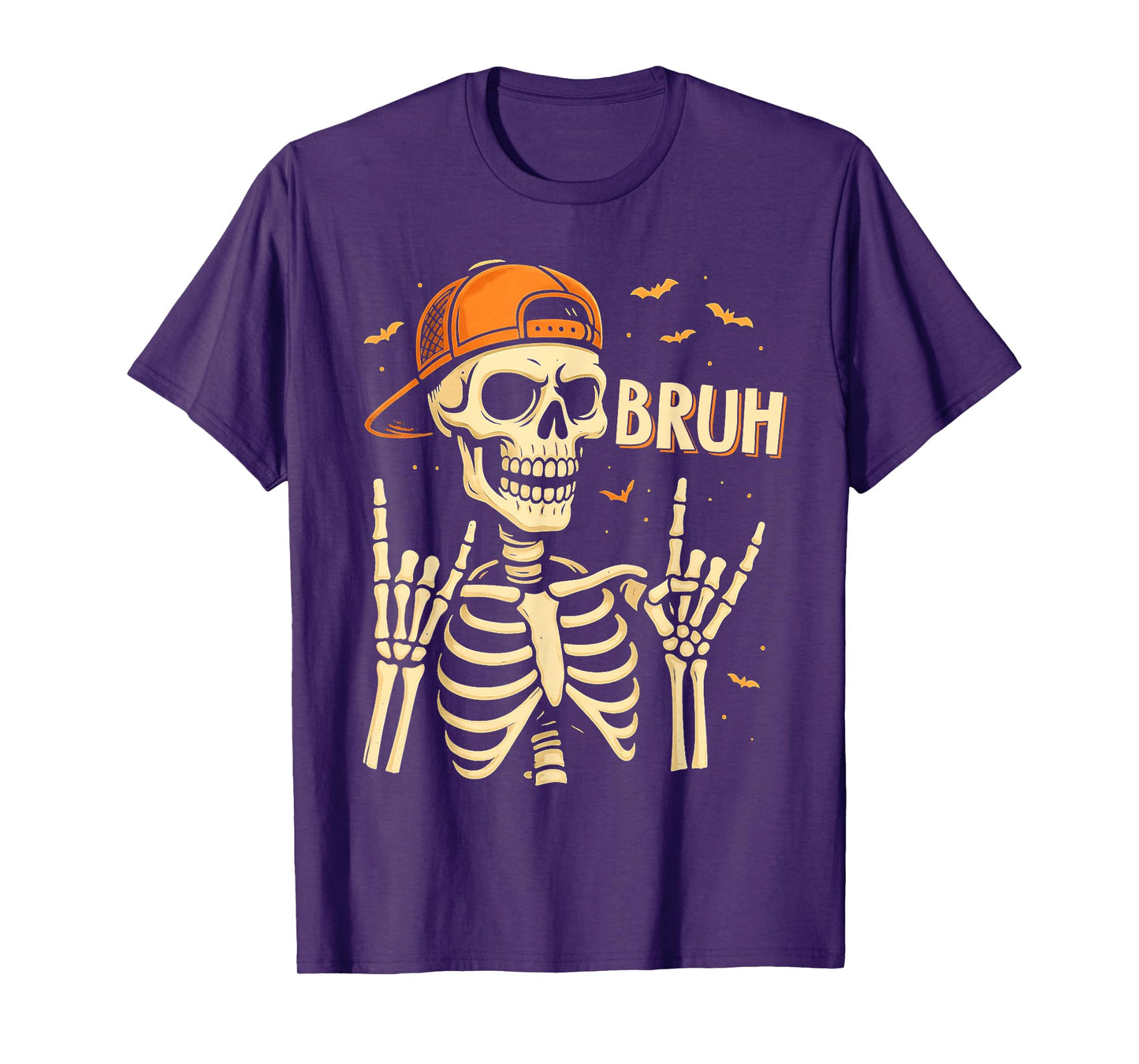 Cool Bruh Skeleton Rock On Halloween Men Teens Boys Kids T-Shirt