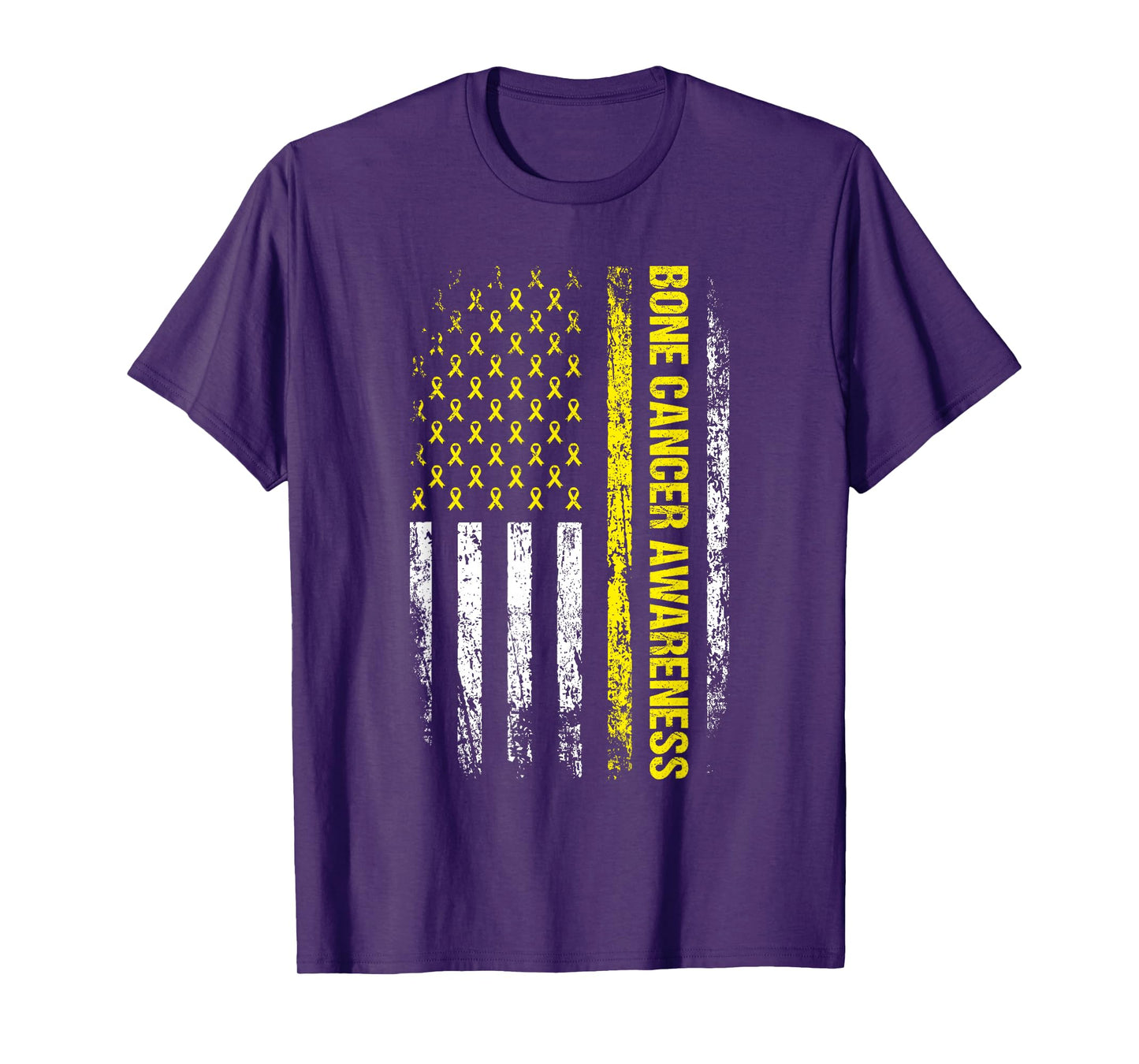 Bone Cancer Awareness Yellow Ribbon USA American Flag Men T-Shirt