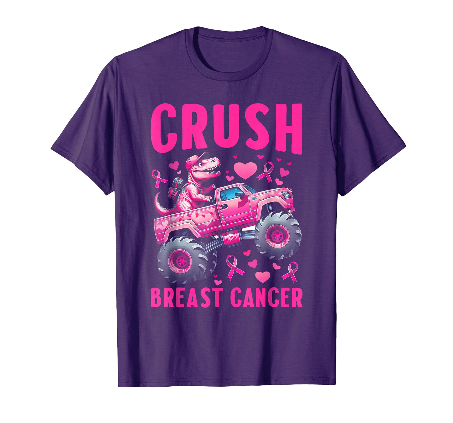 Crush Breast Cancer Awareness Monster Truck Toddler Boy Kids T-Shirt