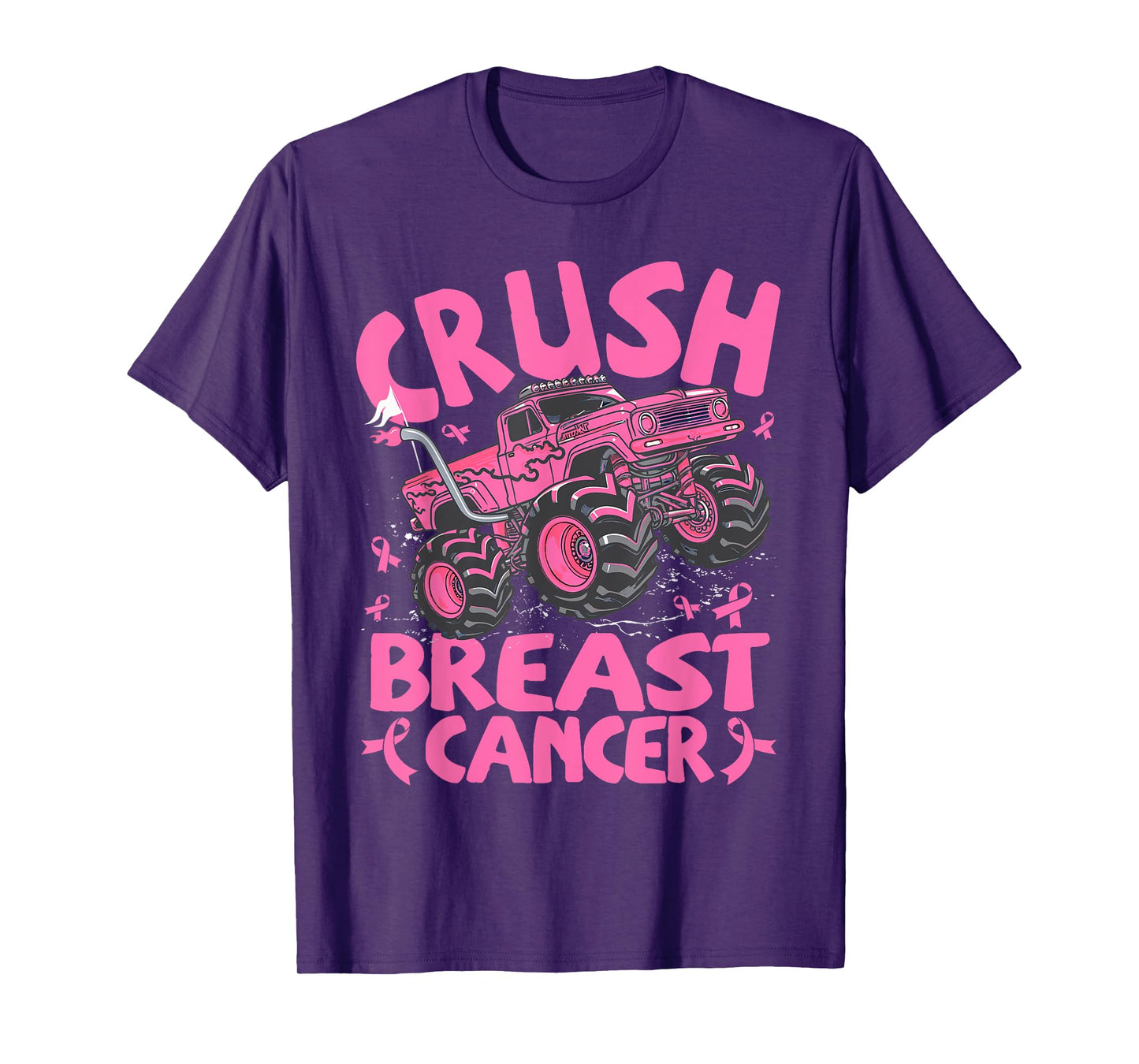 Crush Breast Cancer Awareness Monster Truck Toddler Boy Kids T-Shirt