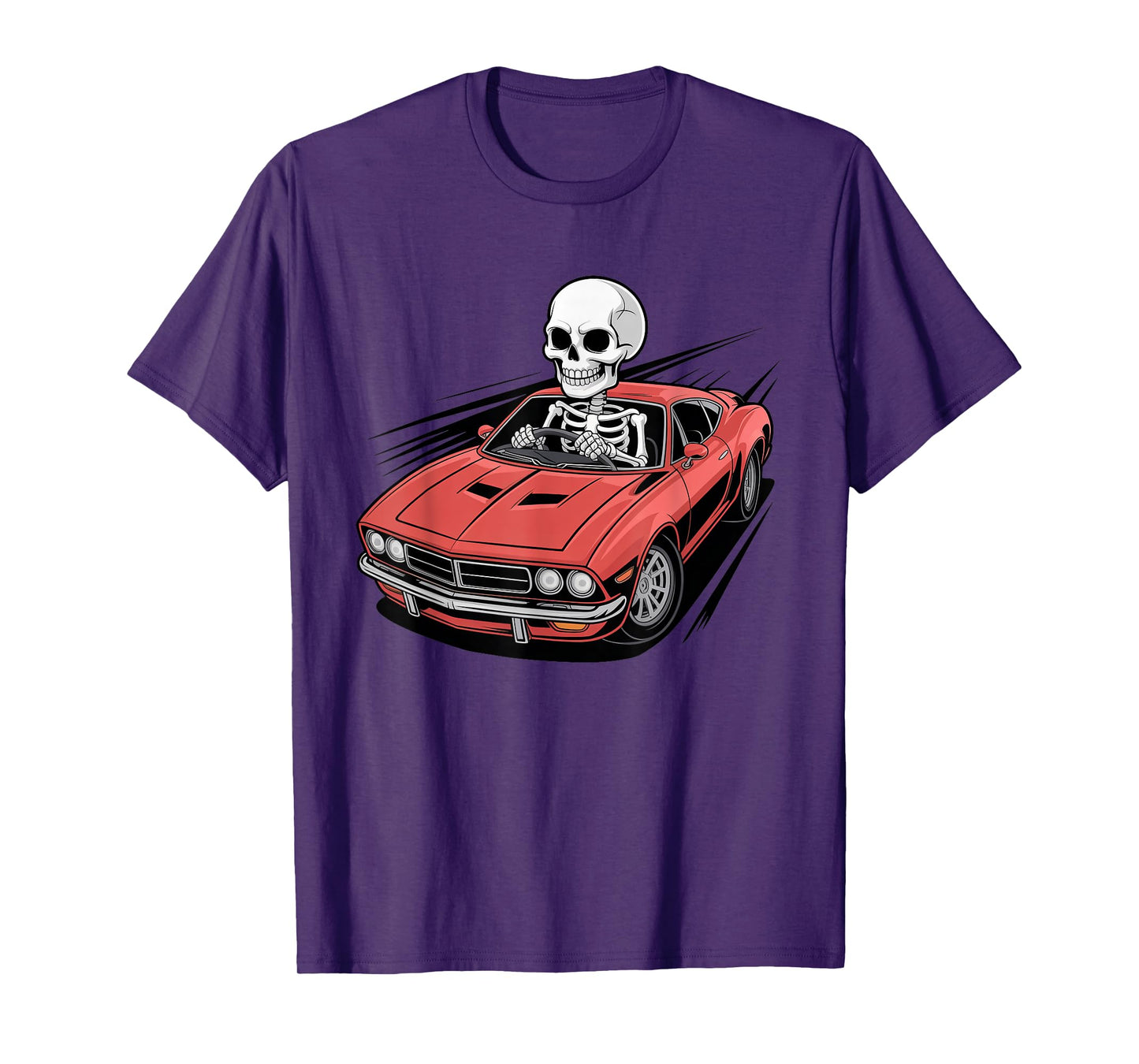 Funny Creepy Skeleton Driving Sport Car Halloween Costume T-Shirt