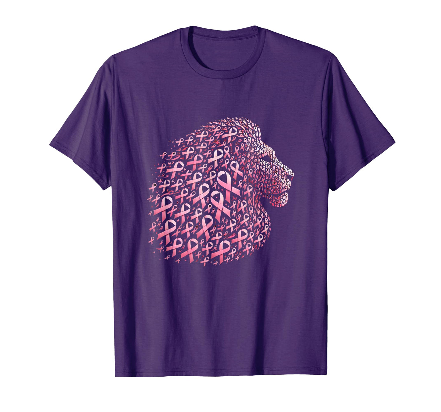 Cute Lion Pink Ribbon Breast Cancer Awareness October Month T-Shirt