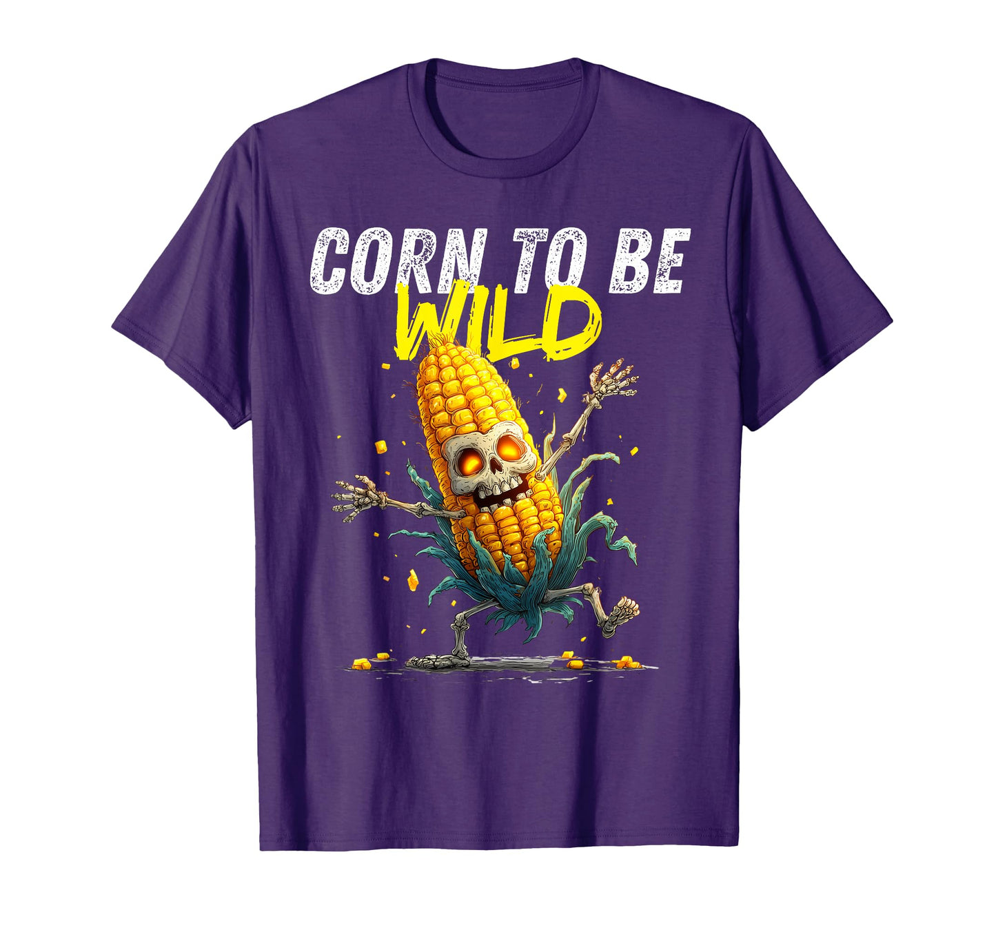 Corn to be Wild Funny Skeleton Halloween Costume Farmer Crew T-Shirt