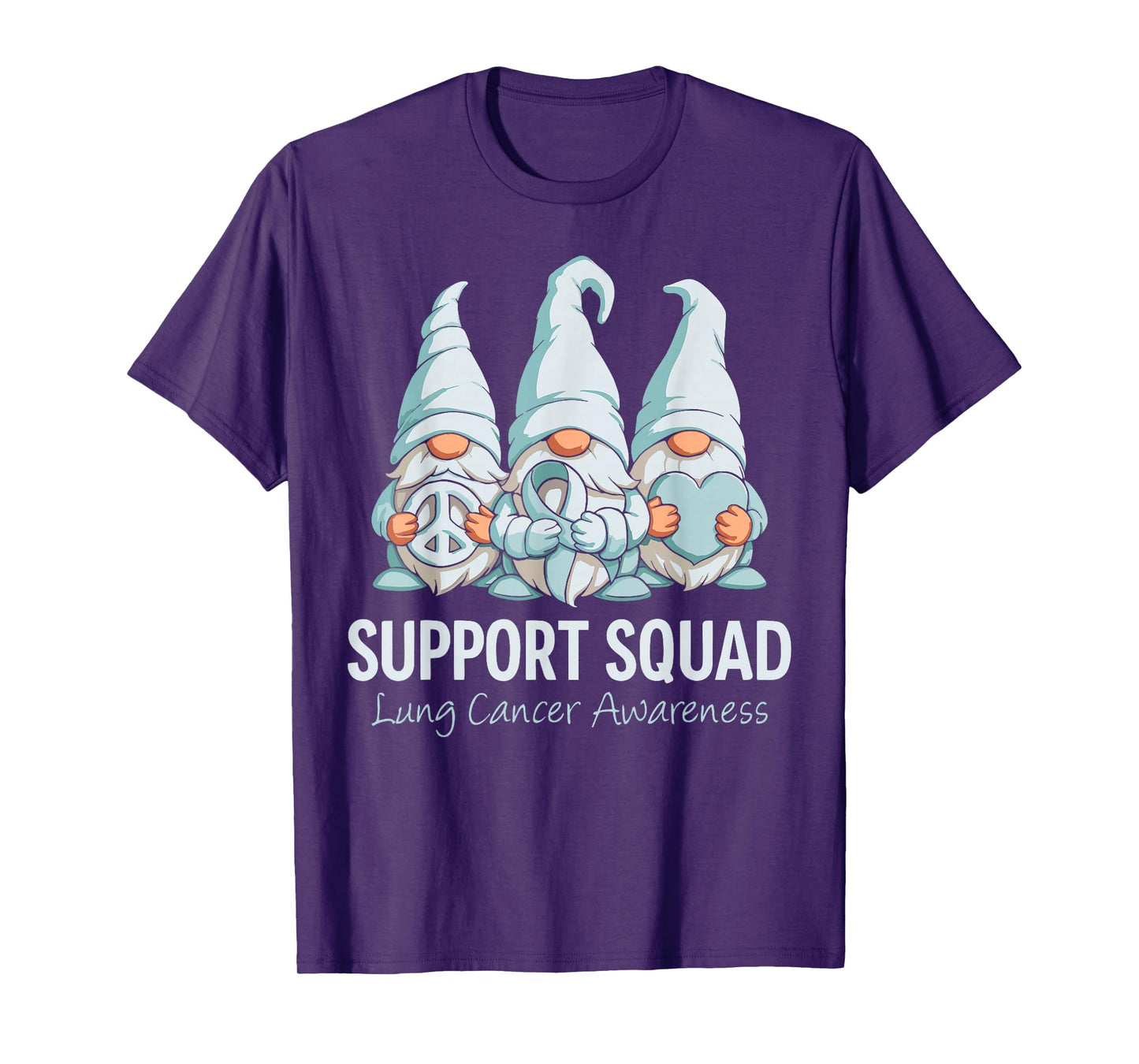 Support Squad Gnomes Lung Cancer Month Awareness Ribbon T-Shirt
