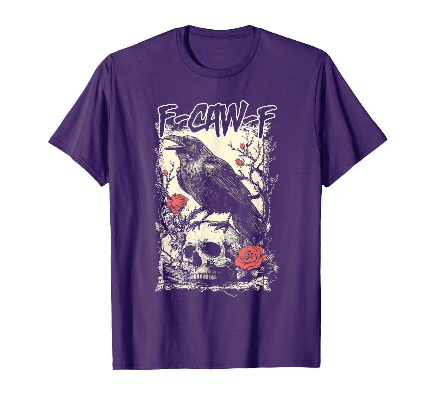 Floral Crow Raven F-CAW-F Halloween Dark Bird Crow Meme T-Shirt