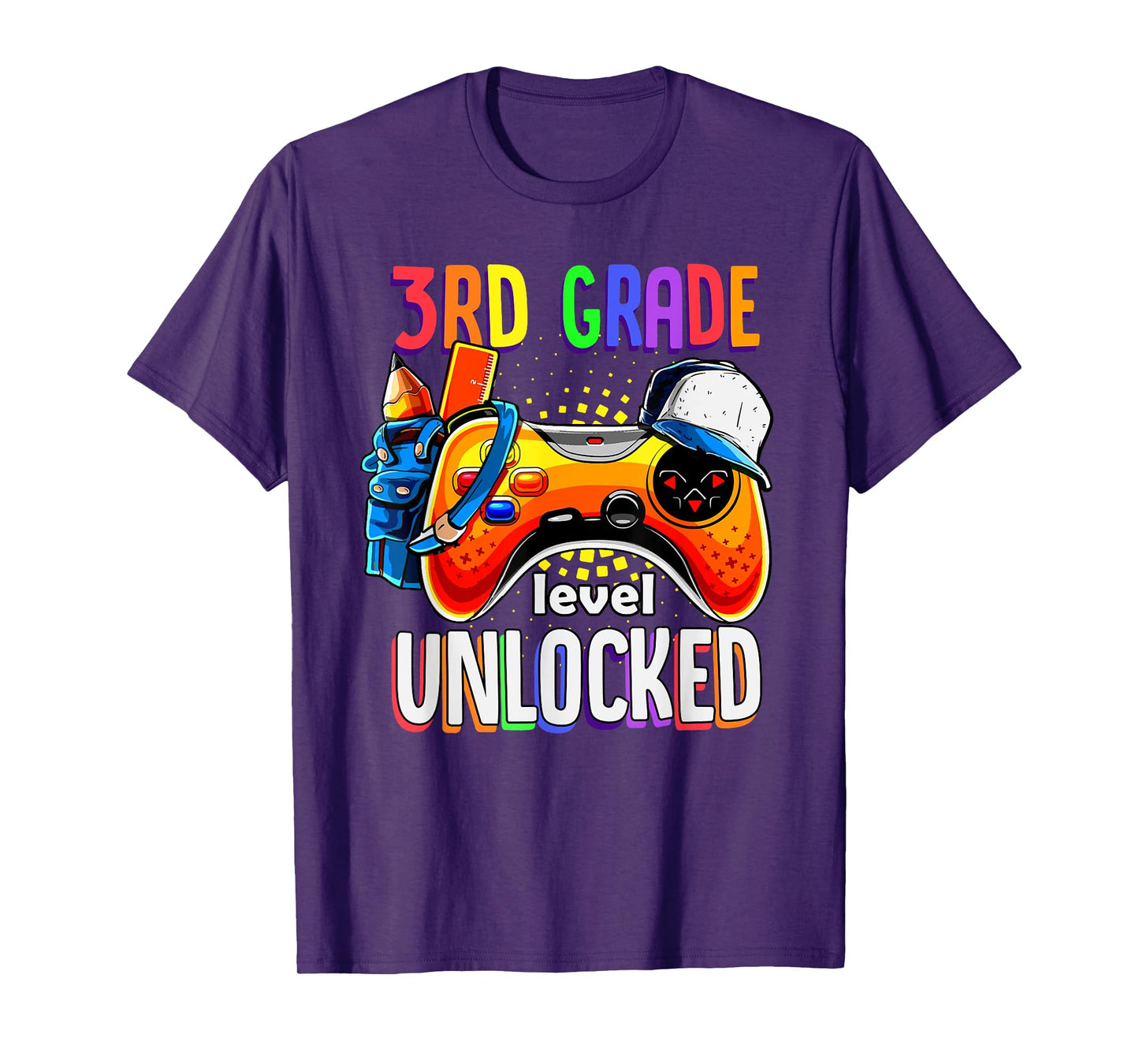 Gamer Back To School Gamepad 3rd Third Grade Level Unlocked T-Shirt