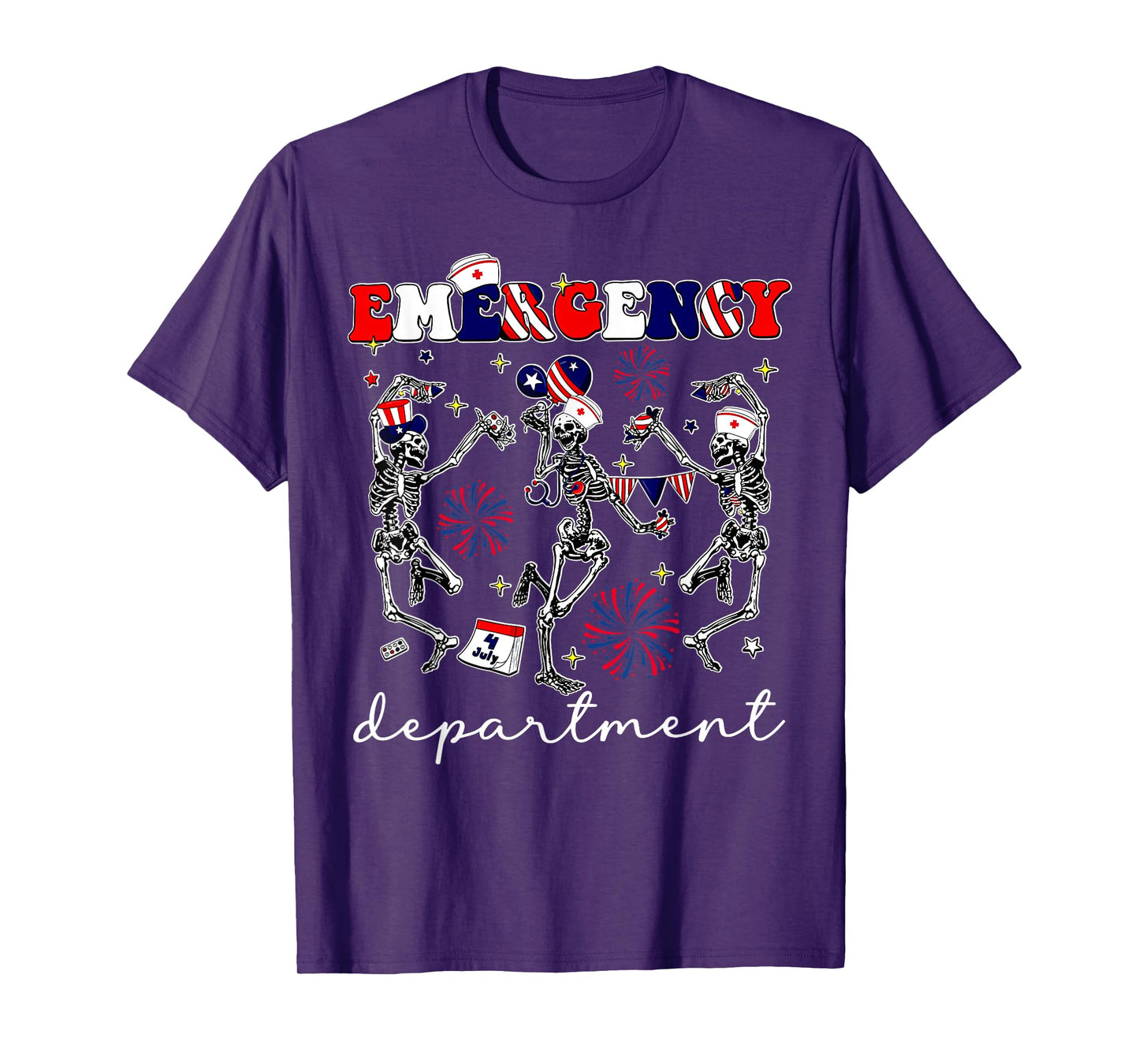 Emergency Department Skeleton Dancing ER Nurse 4th Of July T-Shirt