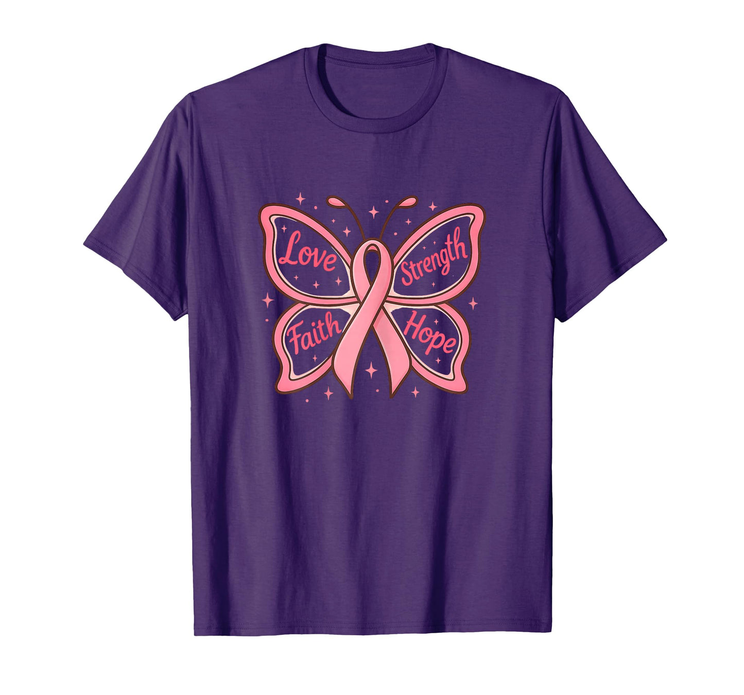 Breast Cancer Awareness Women Encouraging Butterfly Ribbon T-Shirt