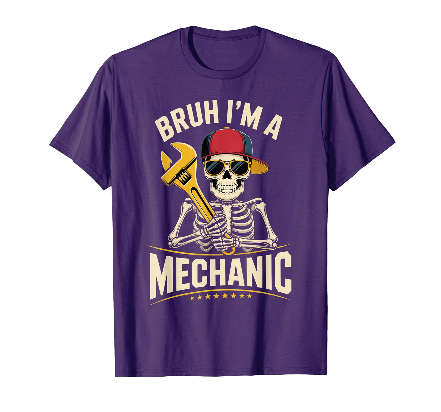 Bruh I'm a Mechanic Funny Skeleton Halloween Spooky Costume T-Shirt