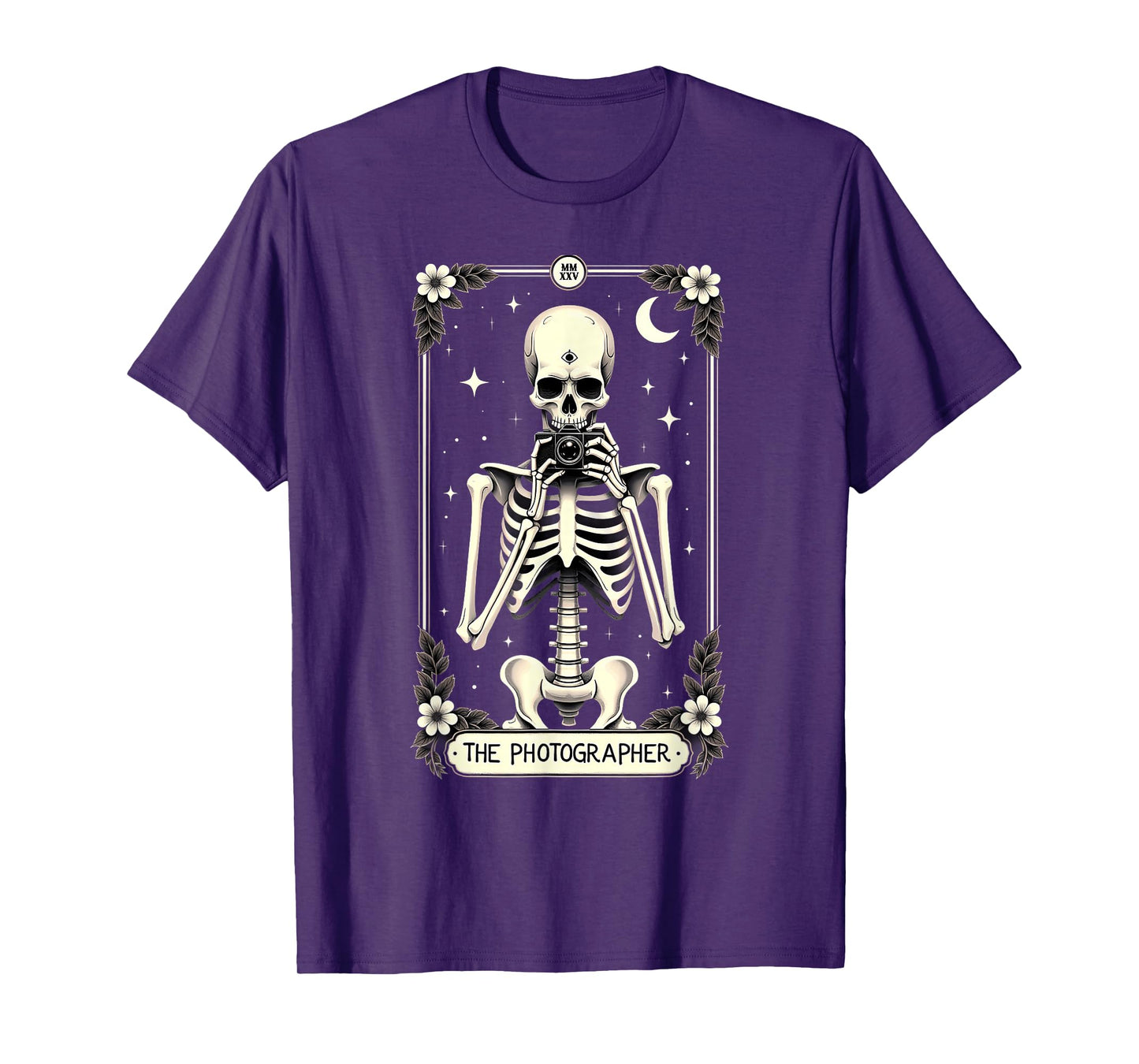 Gothic Tarot Card Cameraman The Photographer Skeleton T-Shirt