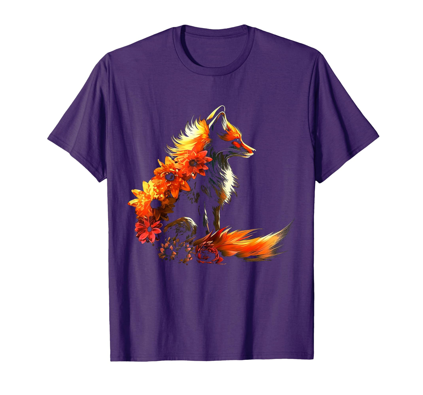 Fox Flowers - Artificial Animal Fox T-Shirt