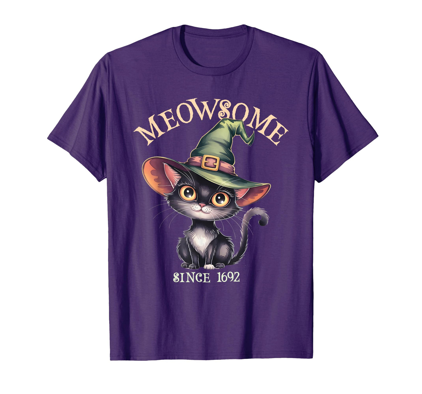Funny MEOWSOME Cat Witch Awesome Since 1692 Spooky Wicca Mom T-Shirt