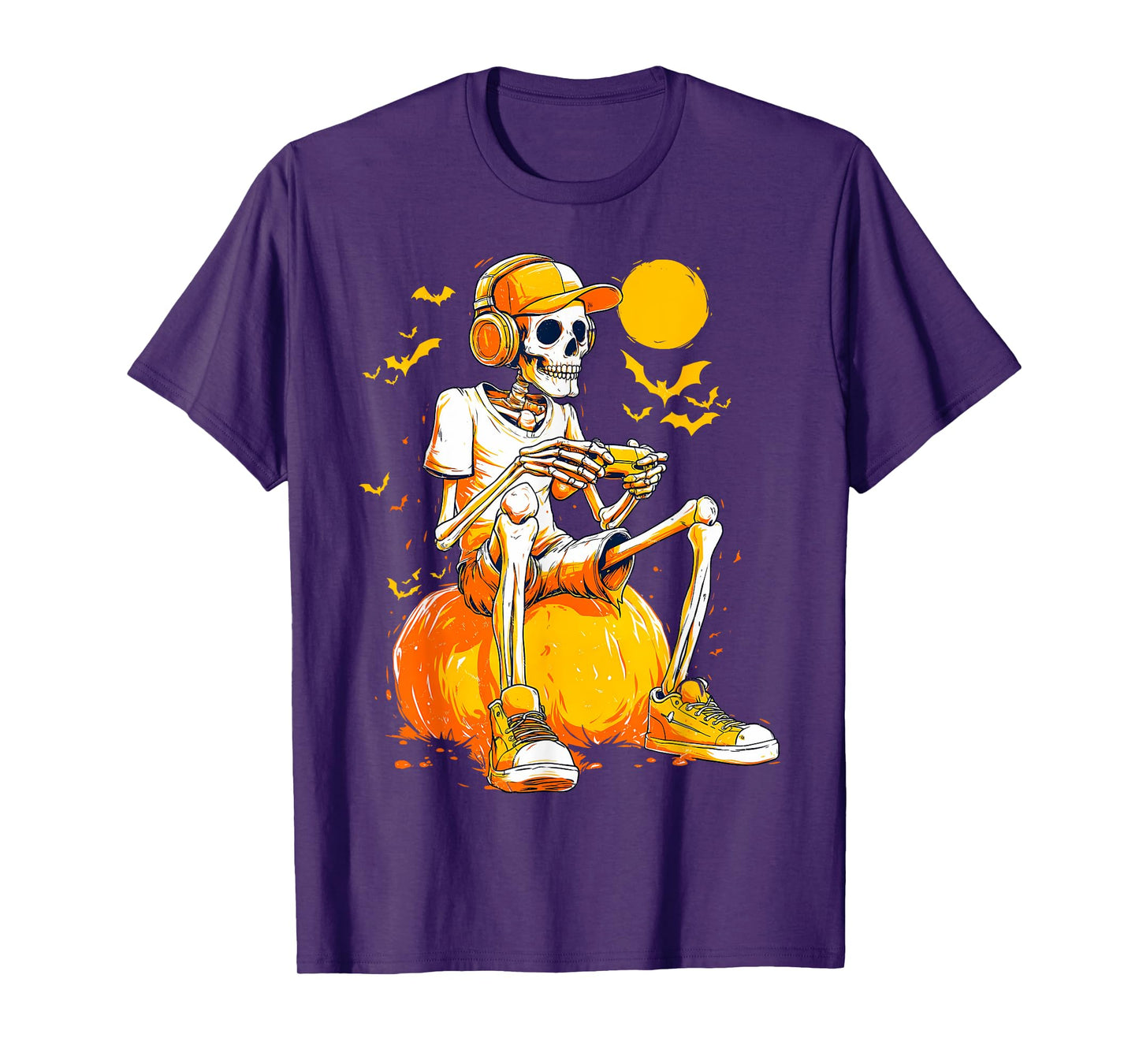 Bruh Halloween Boys Kids Gamer Mens Skeleton Video Gaming T-Shirt