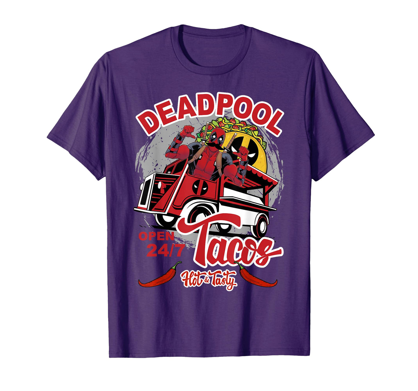 Marvel Deadpool Tacos Hot & Tasty Graphic T-Shirt T-Shirt